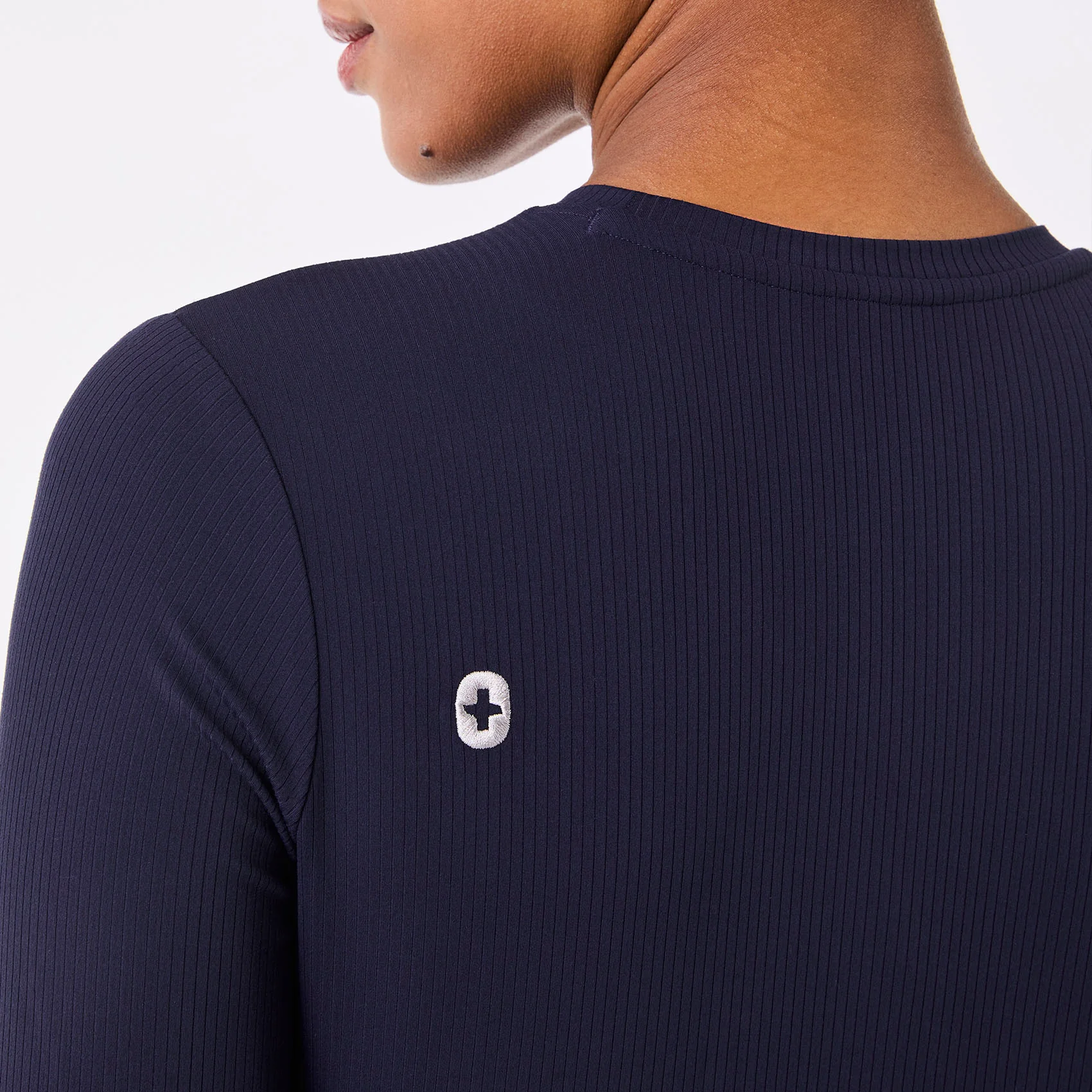women's Navy Ribbed - Longsleeve Underscrub - Image 2