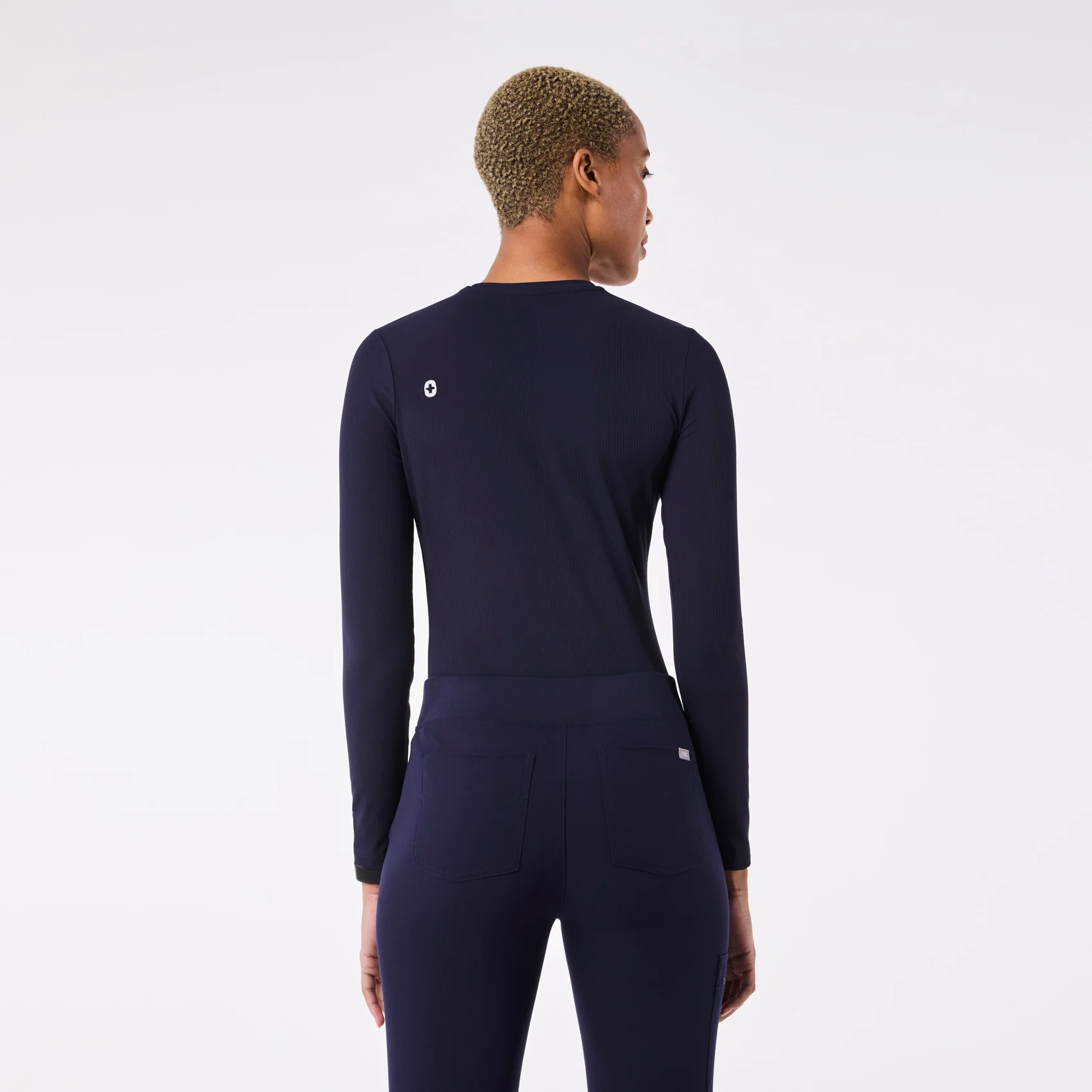 women's Navy Ribbed - Longsleeve Underscrub - Image 5