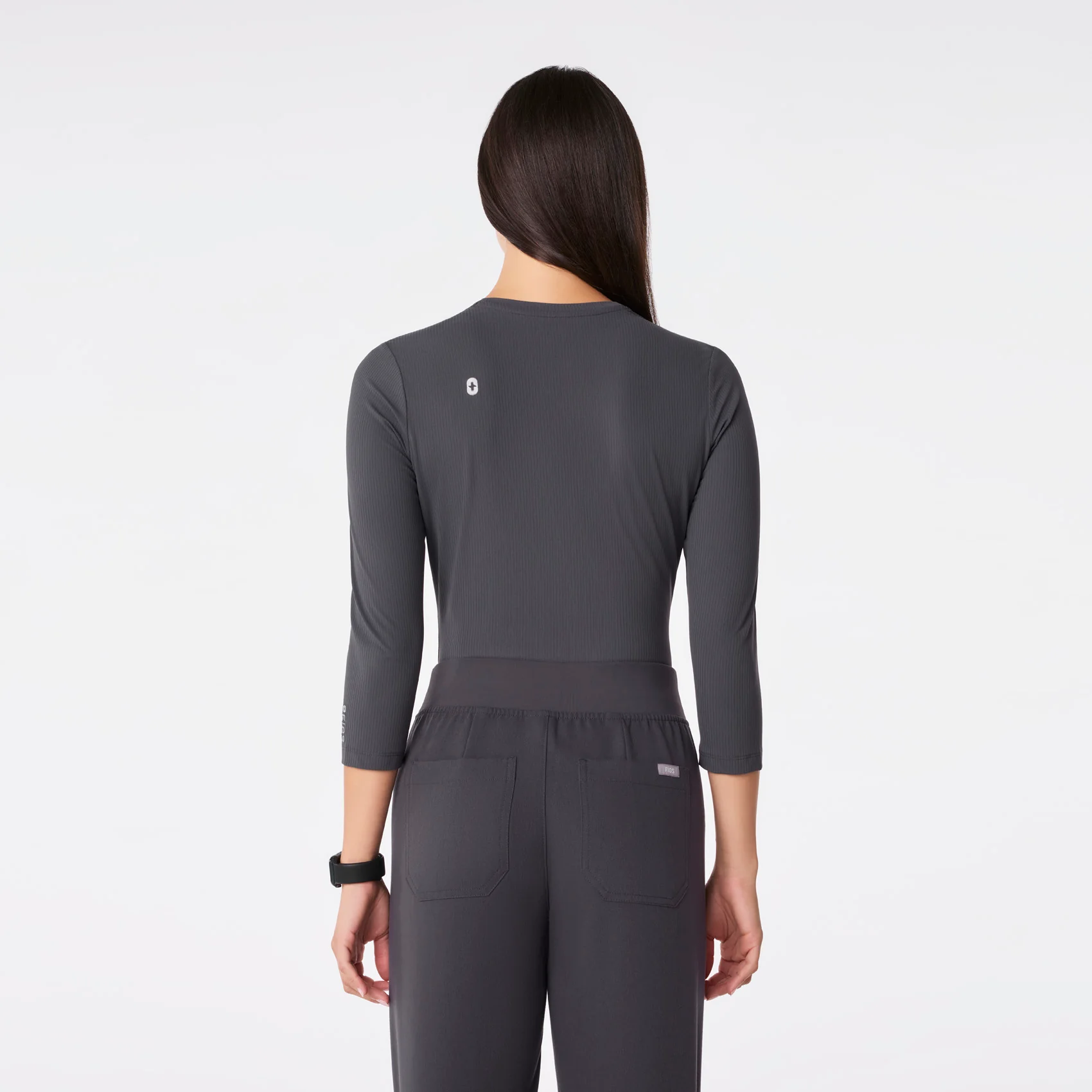women's Charcoal Ribbed - ¾ Sleeve Underscrub - Image 5