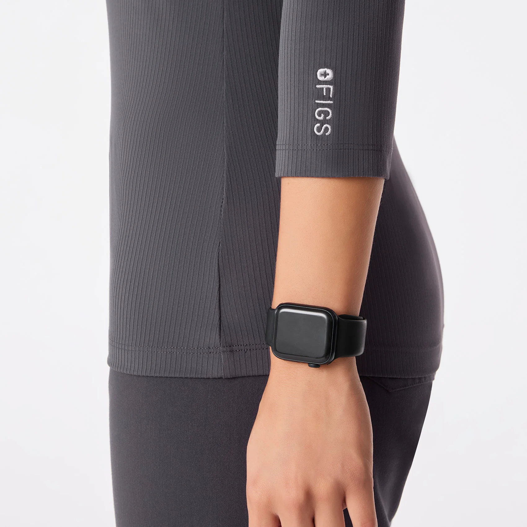 women's Charcoal Ribbed - ¾ Sleeve Underscrub - Image 7