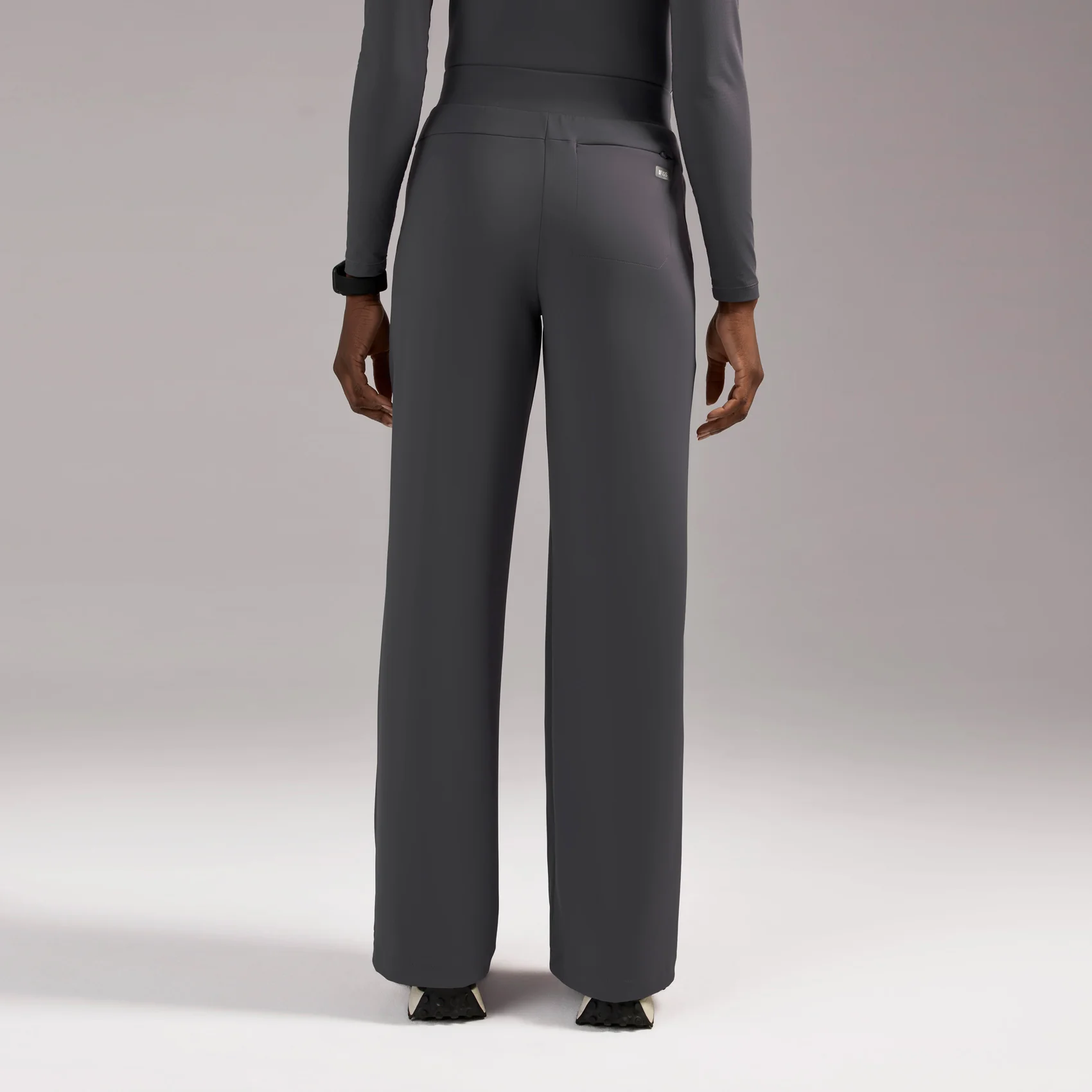 women's Charcoal High Waisted Salina FORMx Wide Leg - Petite Scrub Pant™ - Image 4