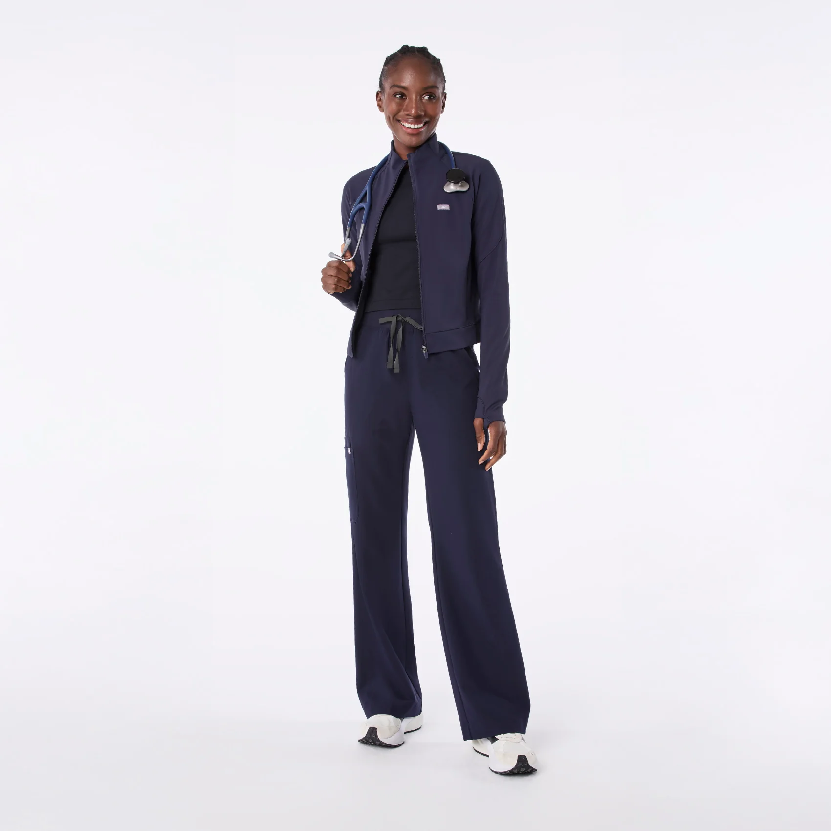 women's Navy Salta Seamless Cropped - Longsleeve Underscrub - Image 2