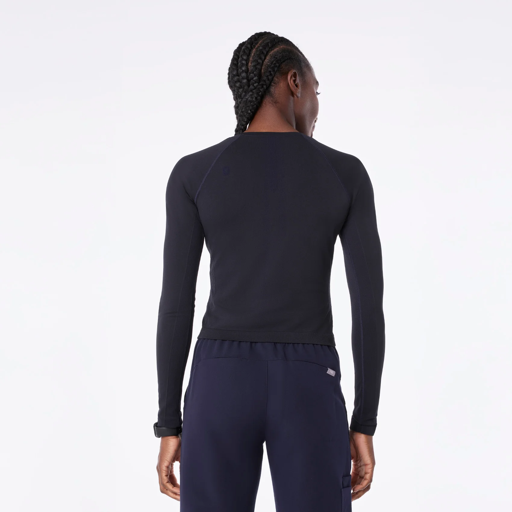 women's Navy Salta Seamless Cropped - Longsleeve Underscrub - Image 4
