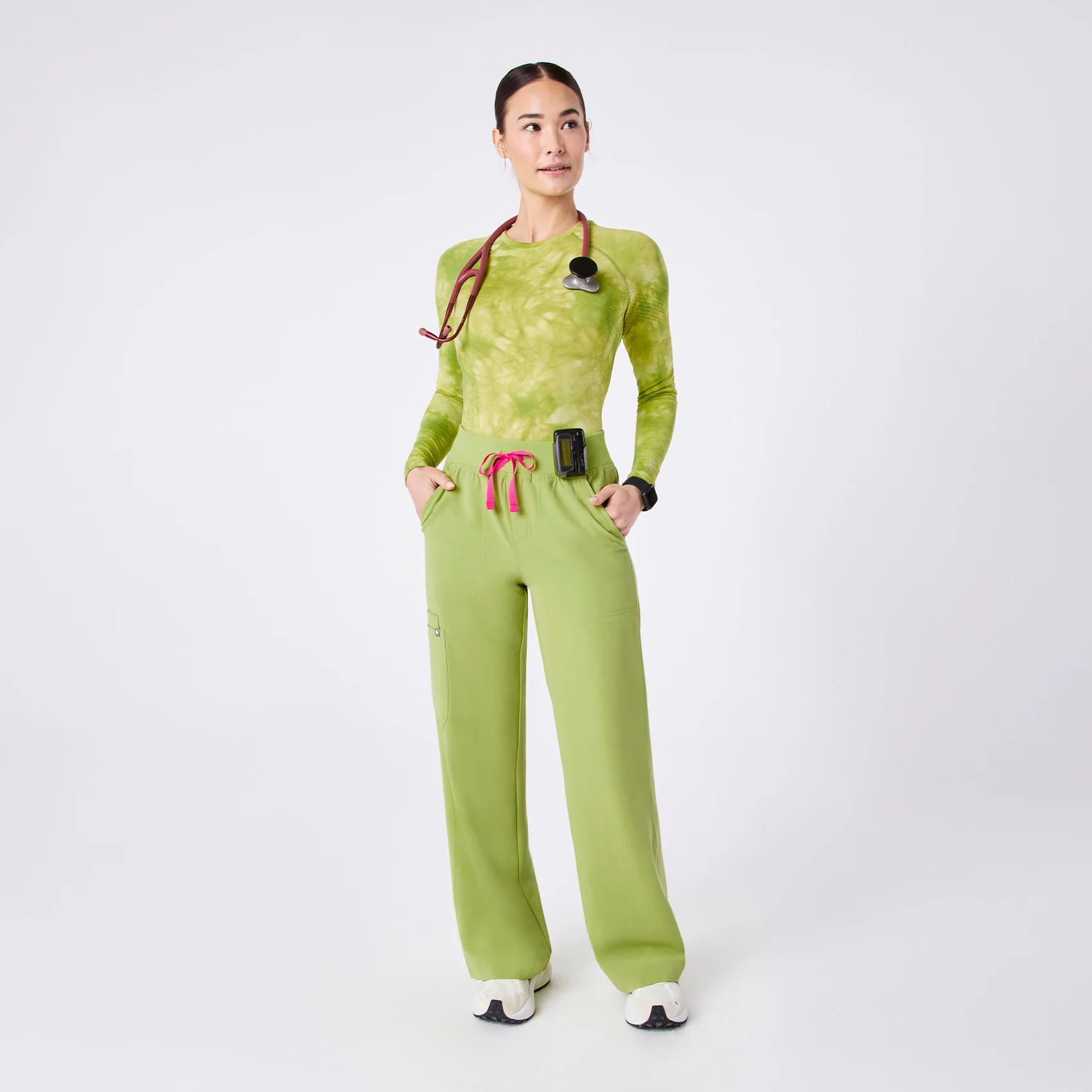 women's Tie Dye Matcha Salta Seamless - Longsleeve Underscrub - Image 2
