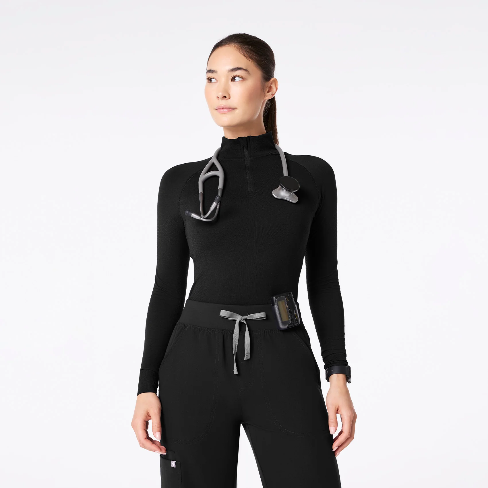 women's Black Salta Seamless - ¼ Zip