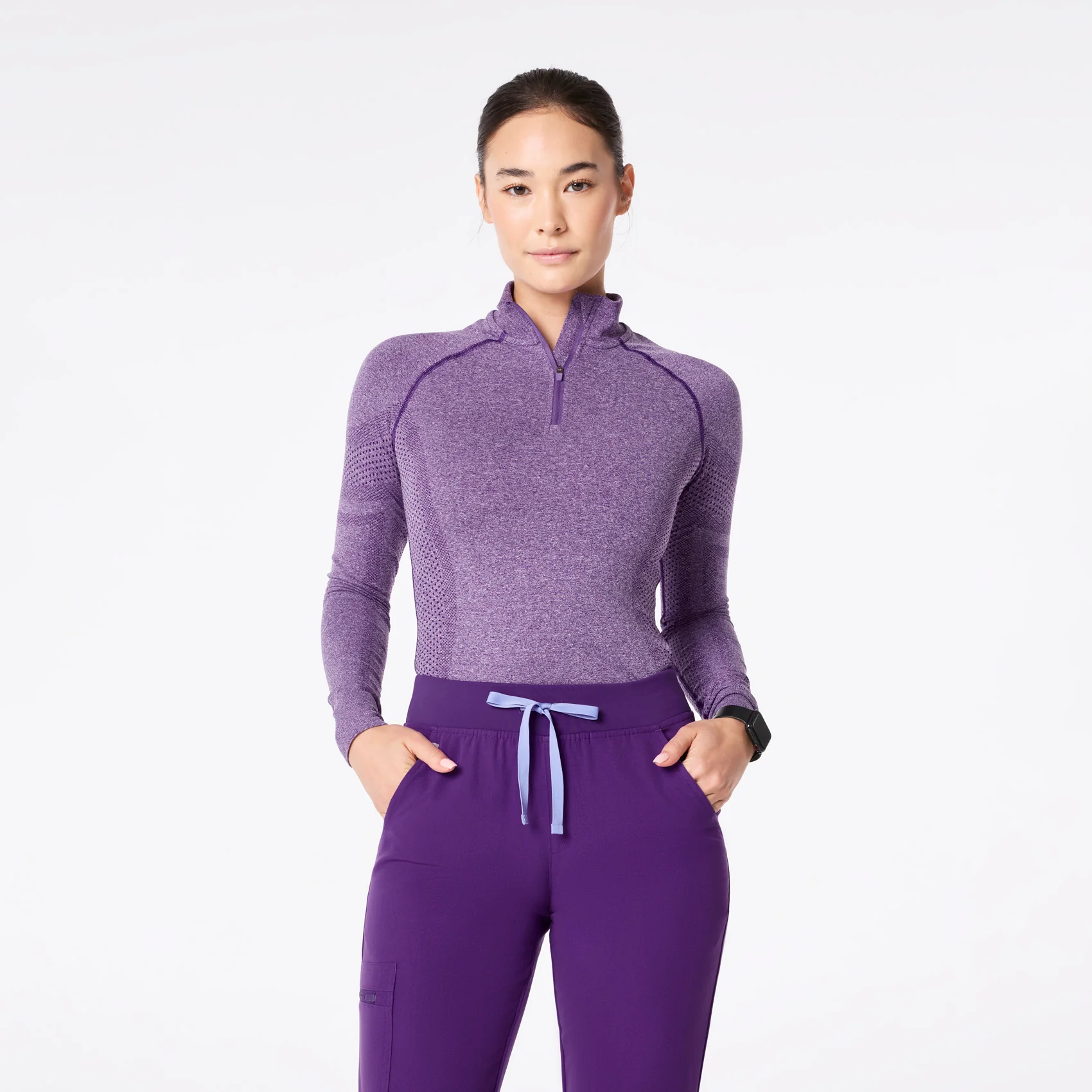 women's Digital Grape Salta Seamless ¼ Zip - Longsleeve Underscrub