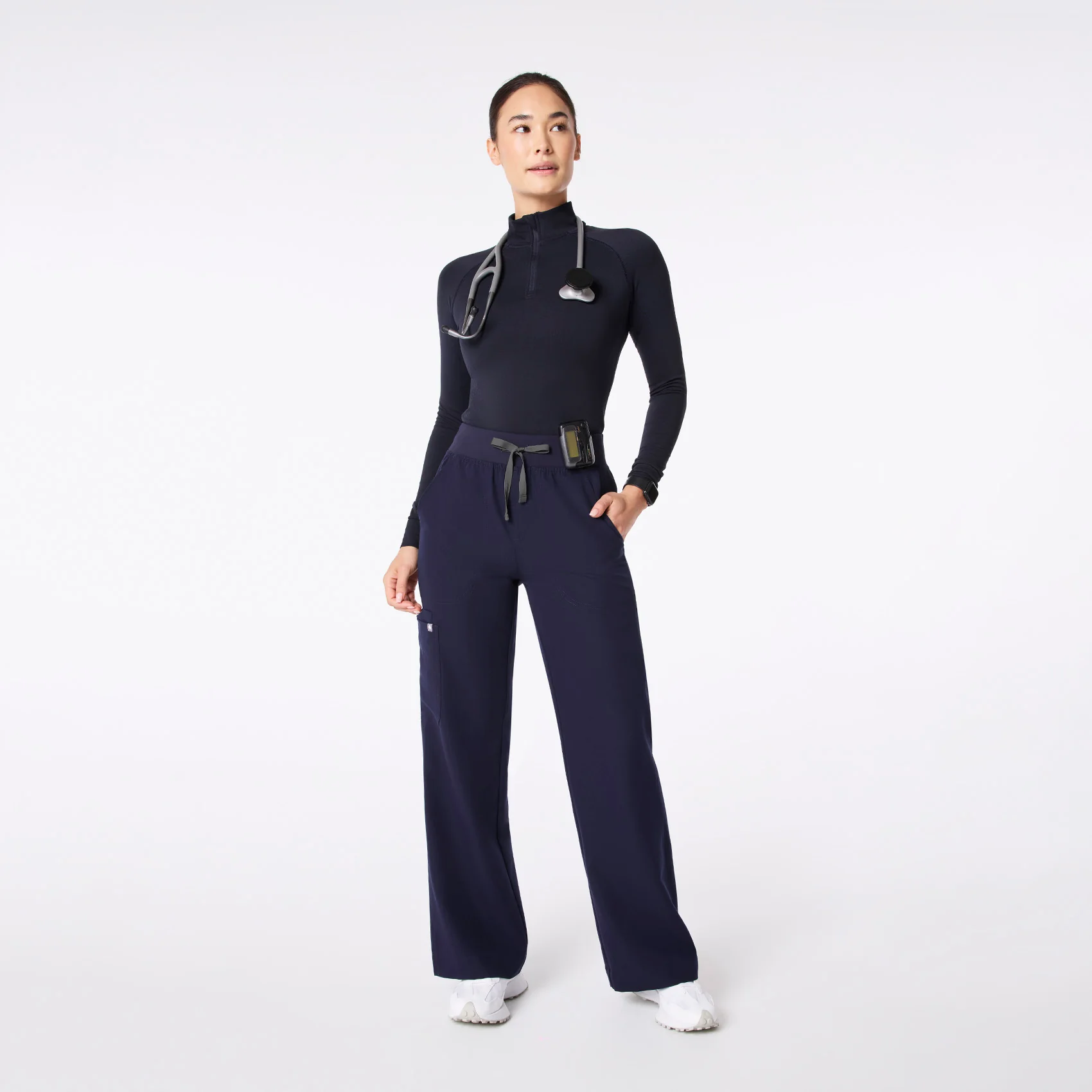 women's Navy Salta Seamless ¼ Zip - Longsleeve Underscrub - Image 2