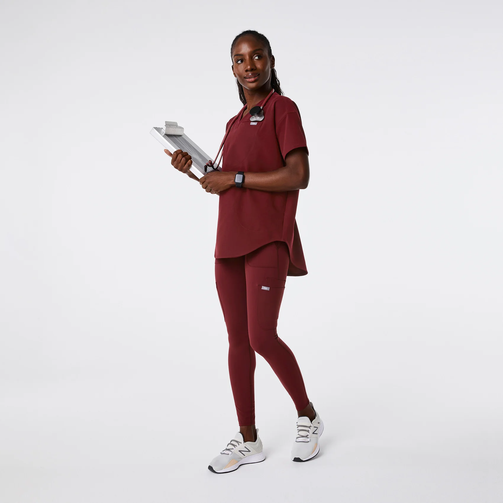 women's Burgundy High Waisted Seville - ScrubLegging™ - Image 2