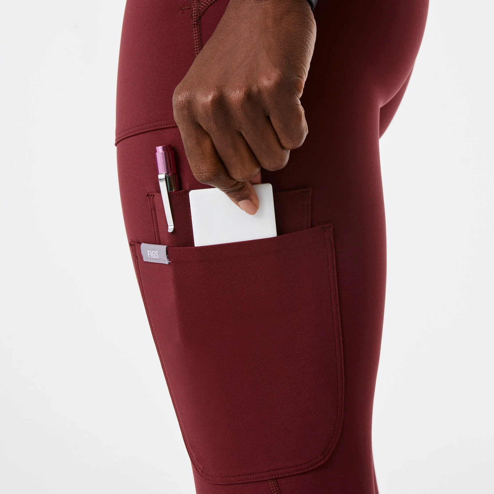 women's Burgundy High Waisted Seville - ScrubLegging™ - Image 8