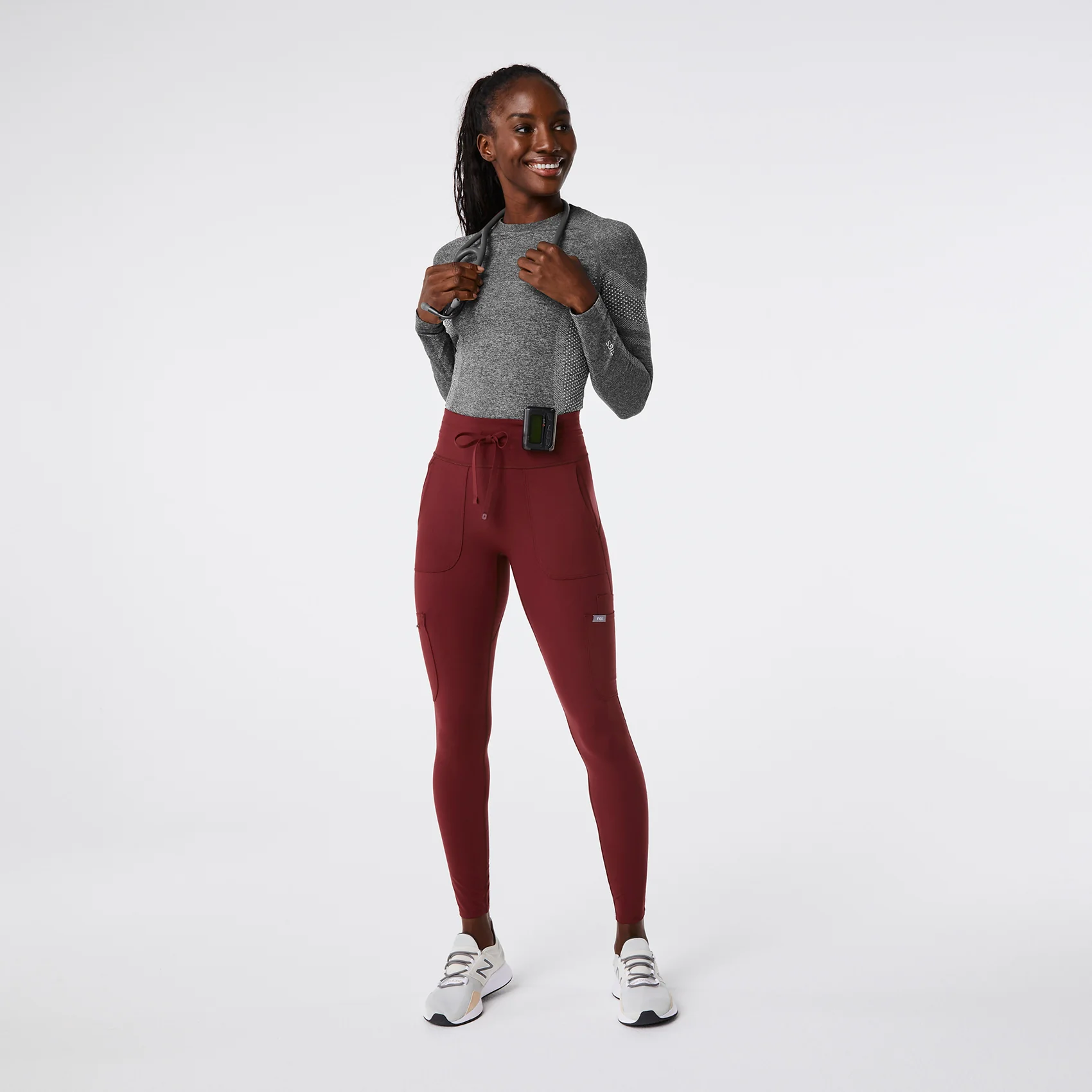 women's Burgundy High Waisted Seville - ScrubLegging™ - Image 9