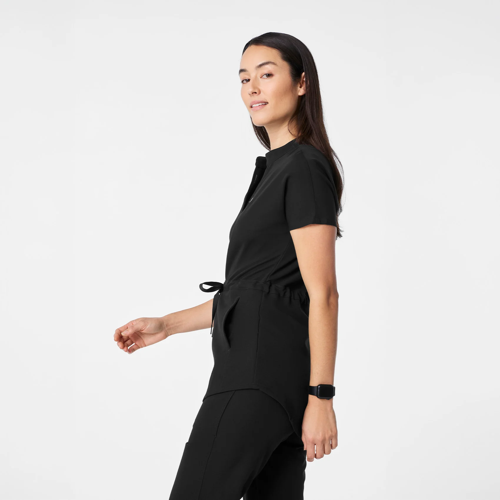 women's Black Soria - Henley Tunic Scrub Top - Image 3