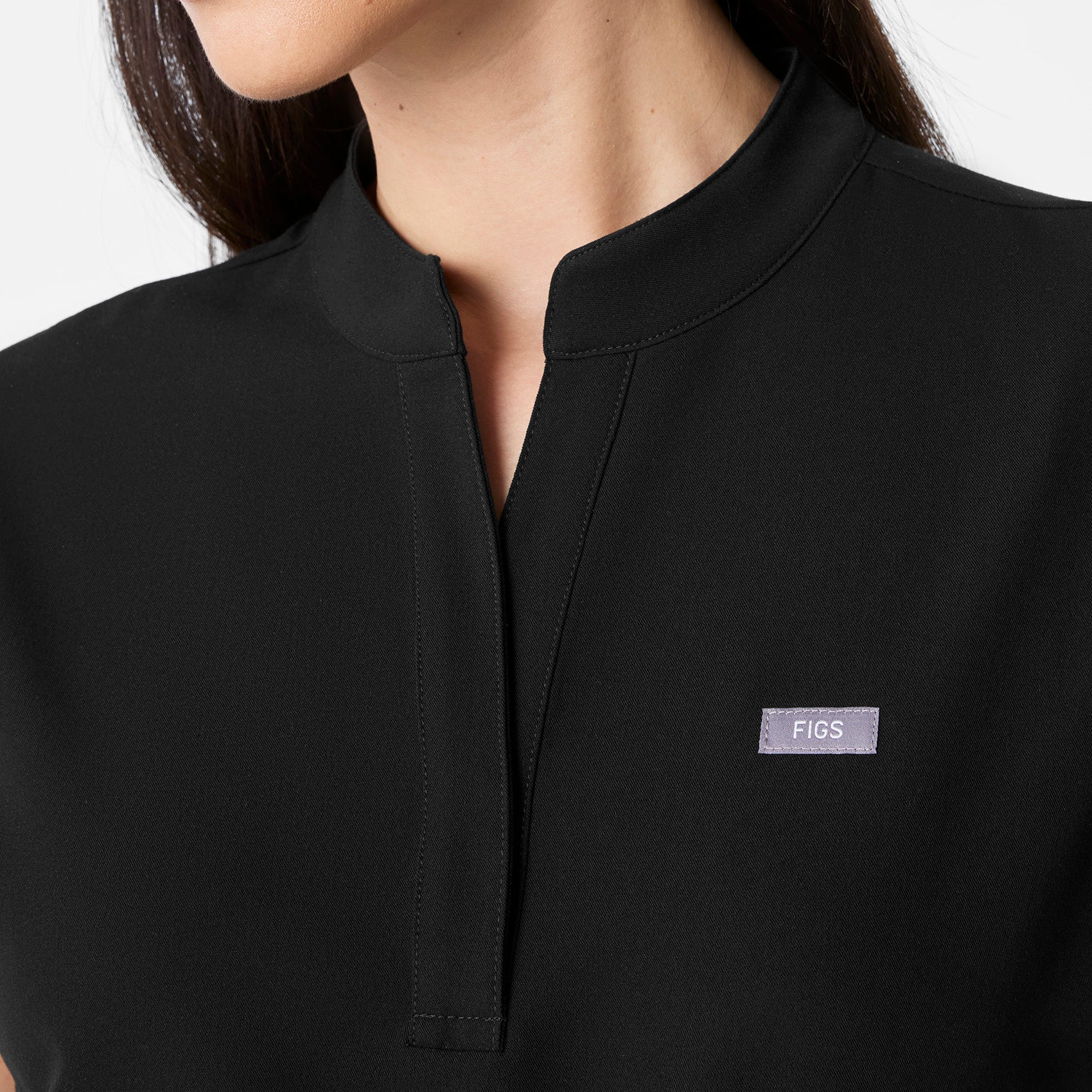 women's Black Soria - Henley Tunic Scrub Top - Image 5