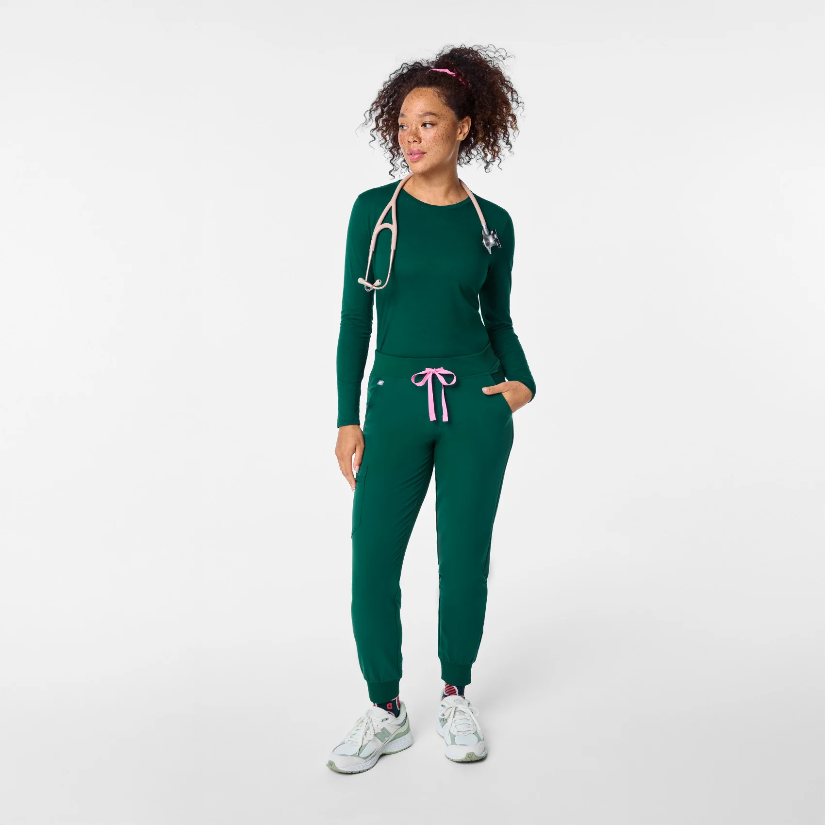Women's Forest Green Supersoft - Longsleeve Underscrub - Image 2