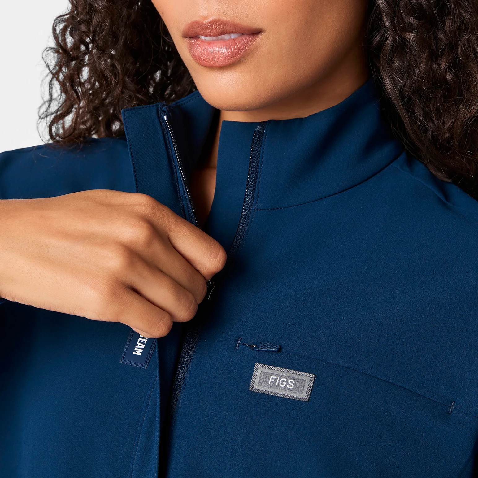 women's Team USA Blue FIGS x Team USA FIBREx Mock Neck Wide Leg - Tall Longsleeve ScrubJumpsuit™ - Image 5