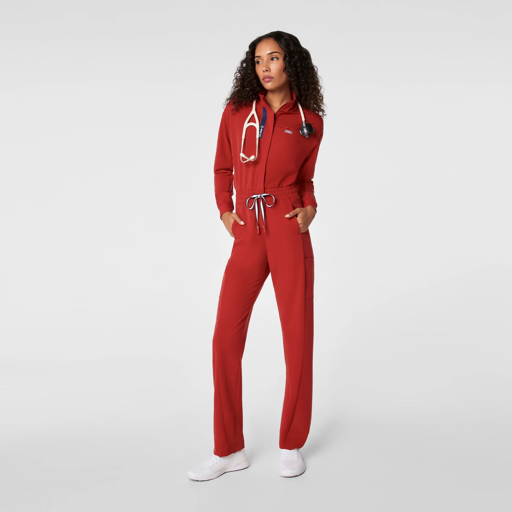 women's Team USA Red FIGS x Team USA Longsleeve Straight Leg - Tall Scrubjumpsuit™
