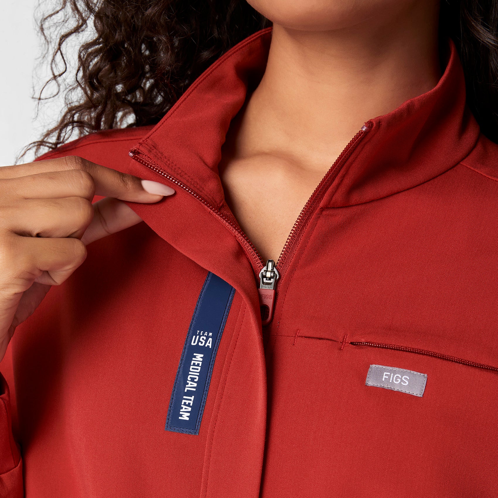 women's Team USA Red FIGS x Team USA Longsleeve Straight Leg - Tall Scrubjumpsuit™ - Image 5