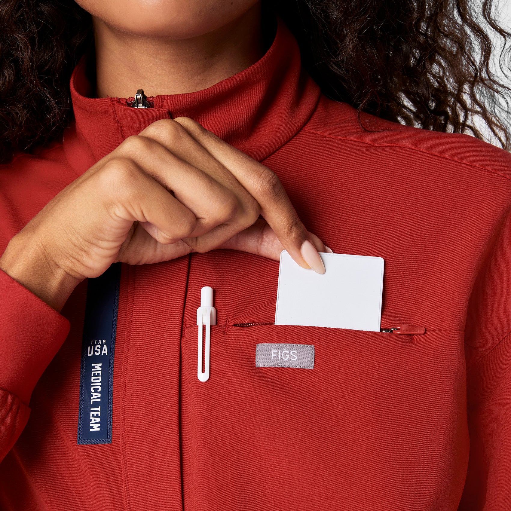 women's Team USA Red FIGS x Team USA Longsleeve Straight Leg - Tall Scrubjumpsuit™ - Image 6