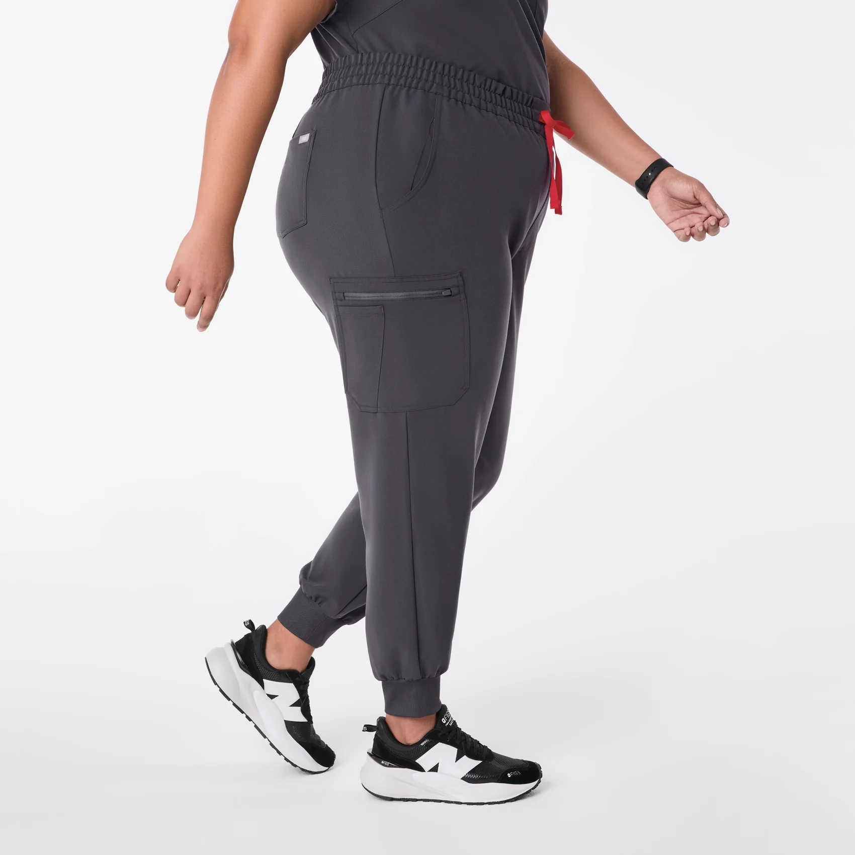 women's Charcoal High Waisted Uman Relaxed - Petite Jogger Scrub Pant (3XL-6XL) - Image 3