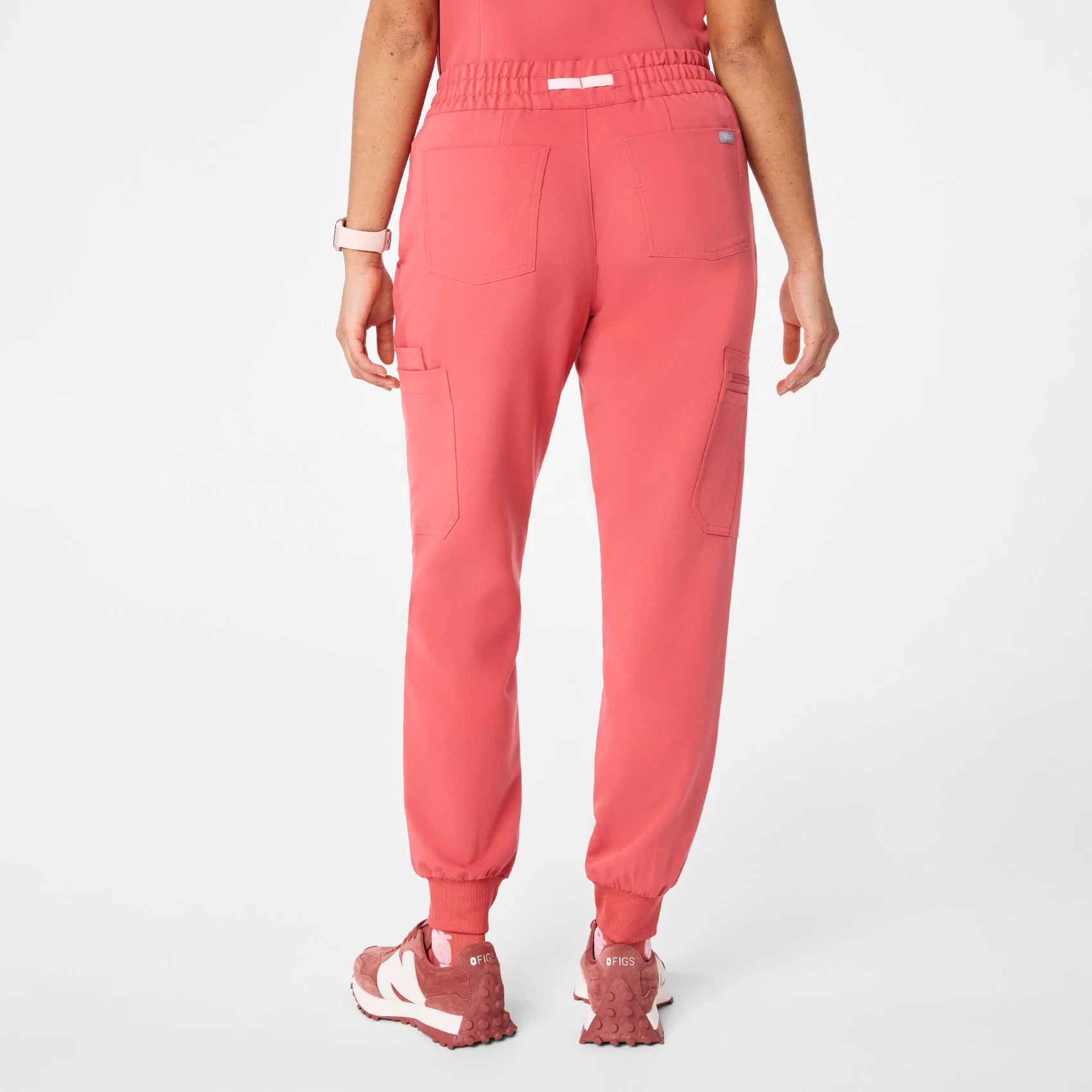 women's Pulmonary Pink High Waisted Uman Relaxed - Petite Jogger Scrub Pant - Image 3