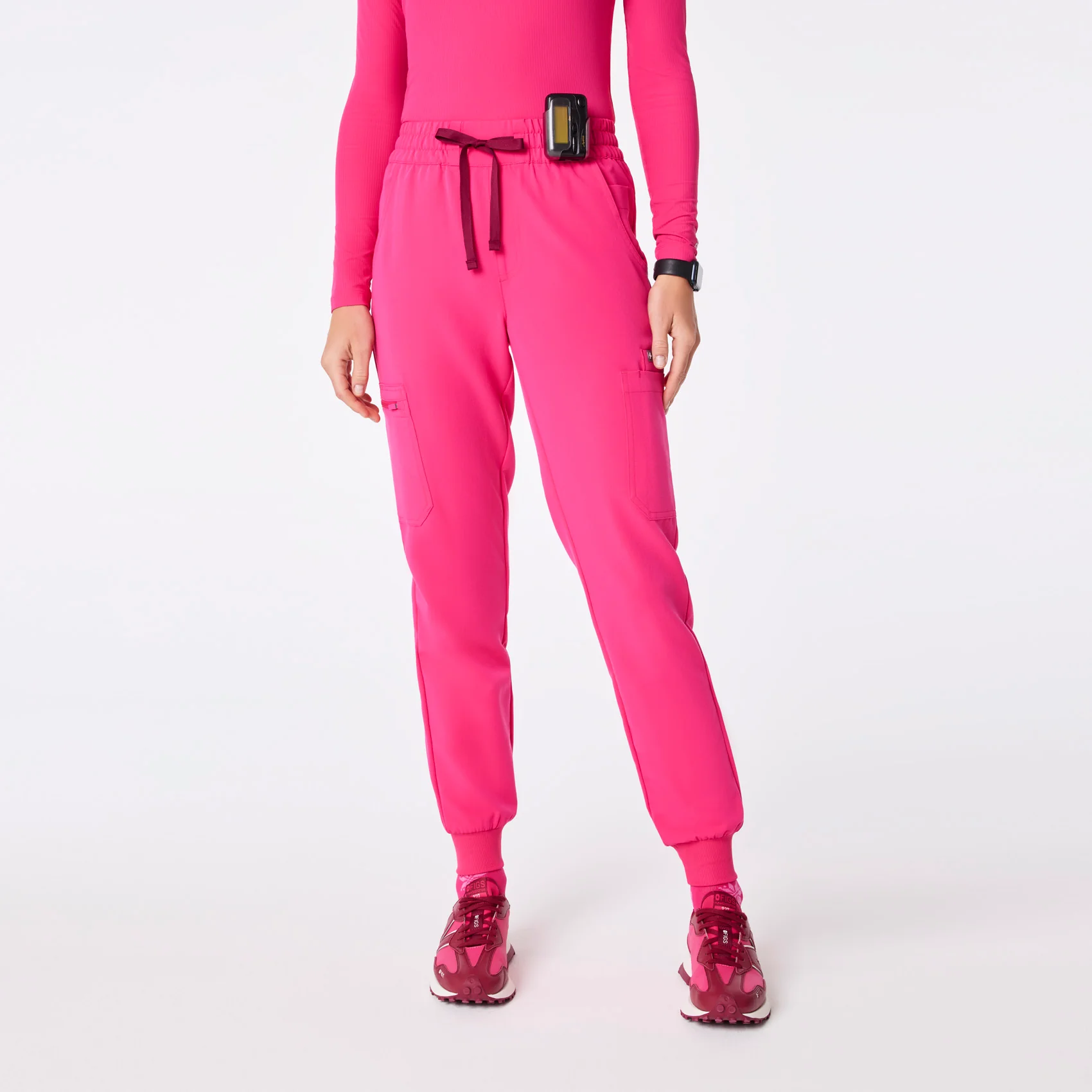 women's Shocking Pink High Waisted Uman Relaxed Petite Jogger Scrub Pant