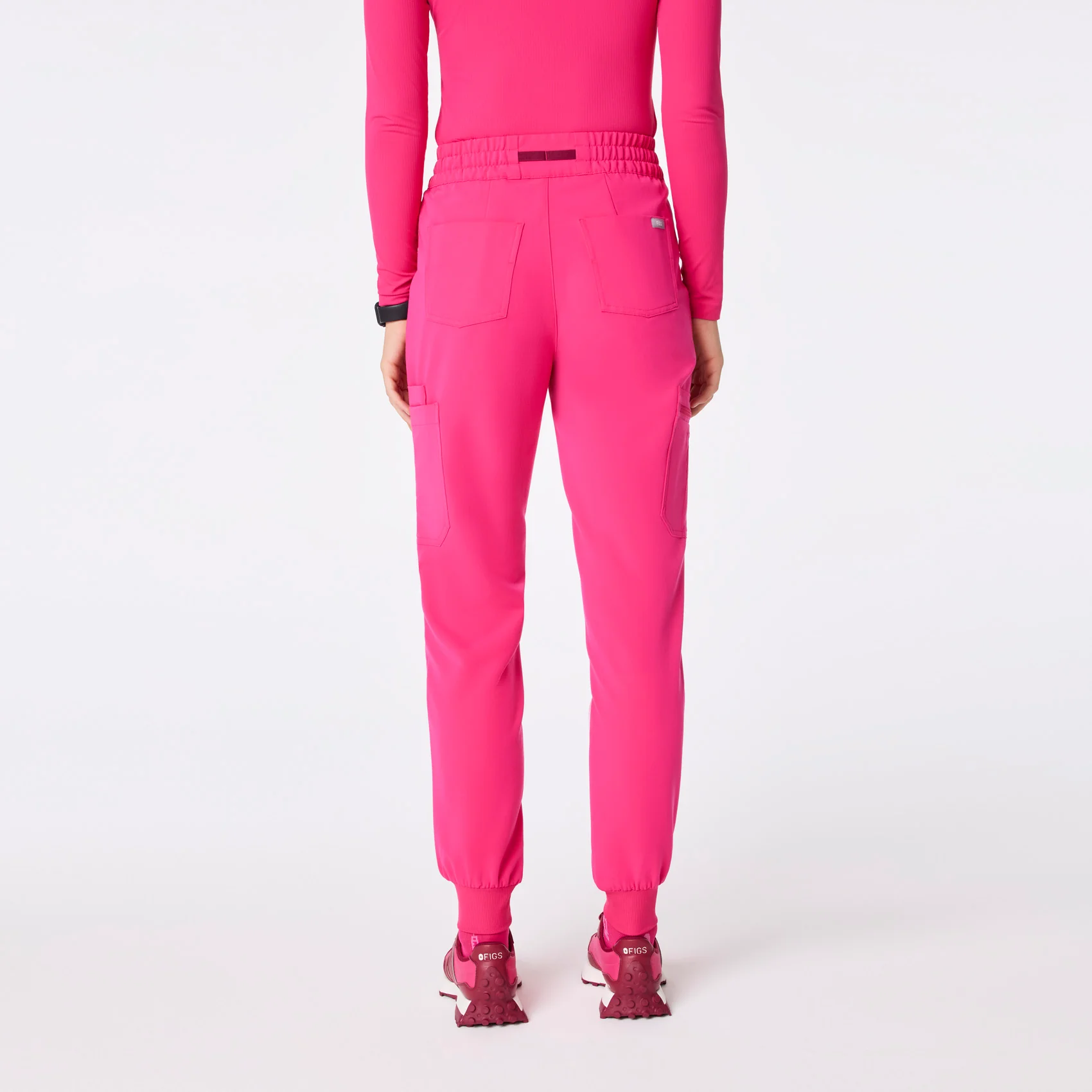 women's Shocking Pink High Waisted Uman Relaxed Petite Jogger Scrub Pant - Image 4