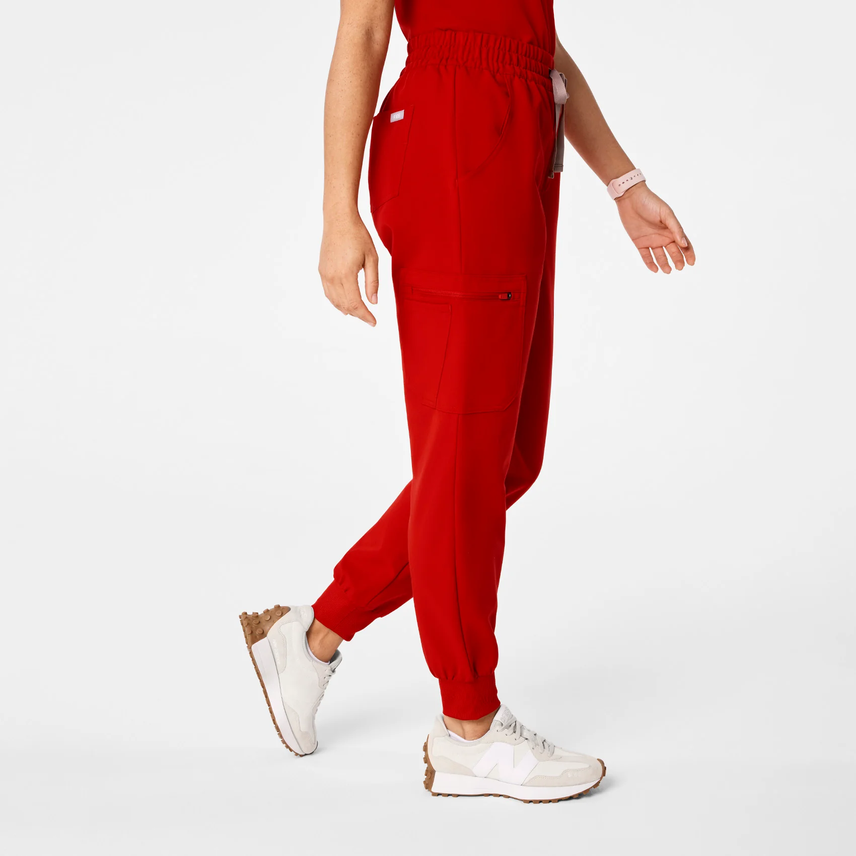 women's Winning Red High Waisted Uman Relaxed - Petite Jogger Scrub Pant - Image 3