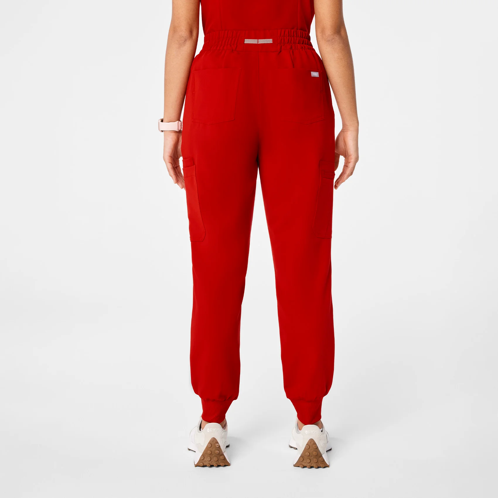 women's Winning Red High Waisted Uman Relaxed - Petite Jogger Scrub Pant - Image 4