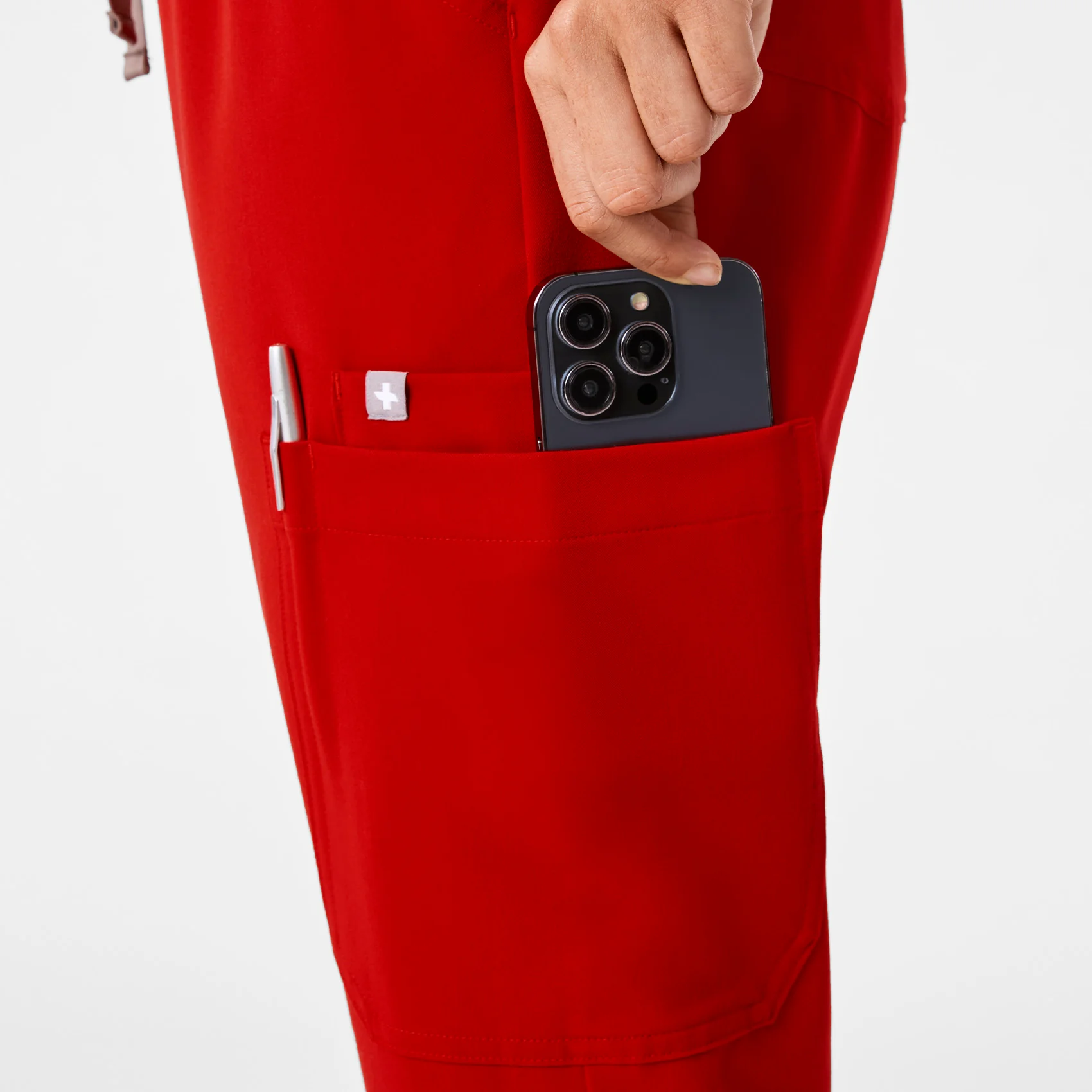 women's Winning Red High Waisted Uman Relaxed - Petite Jogger Scrub Pant - Image 7