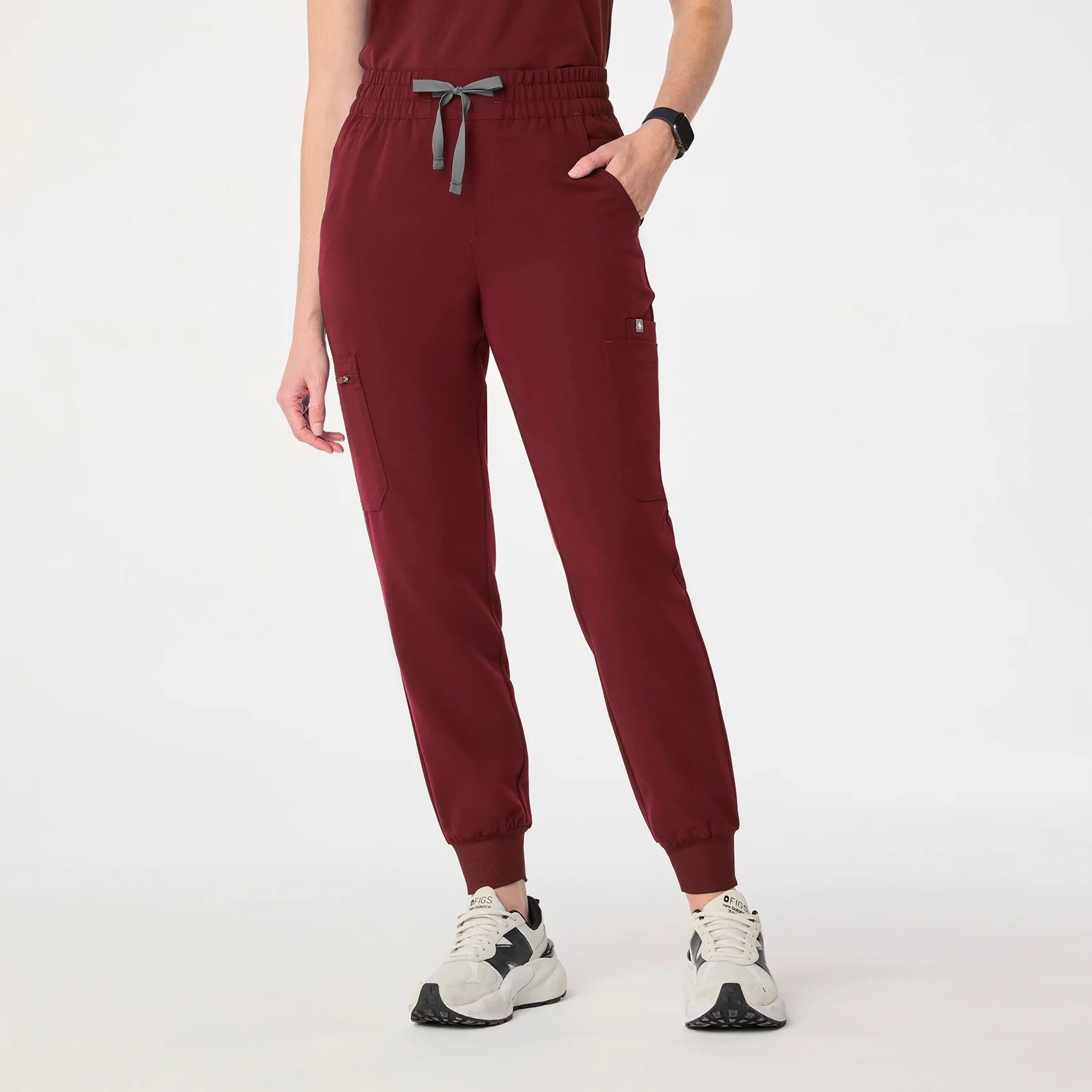women's Burgundy High Waisted Uman Relaxed - Tall Jogger Scrub Pant