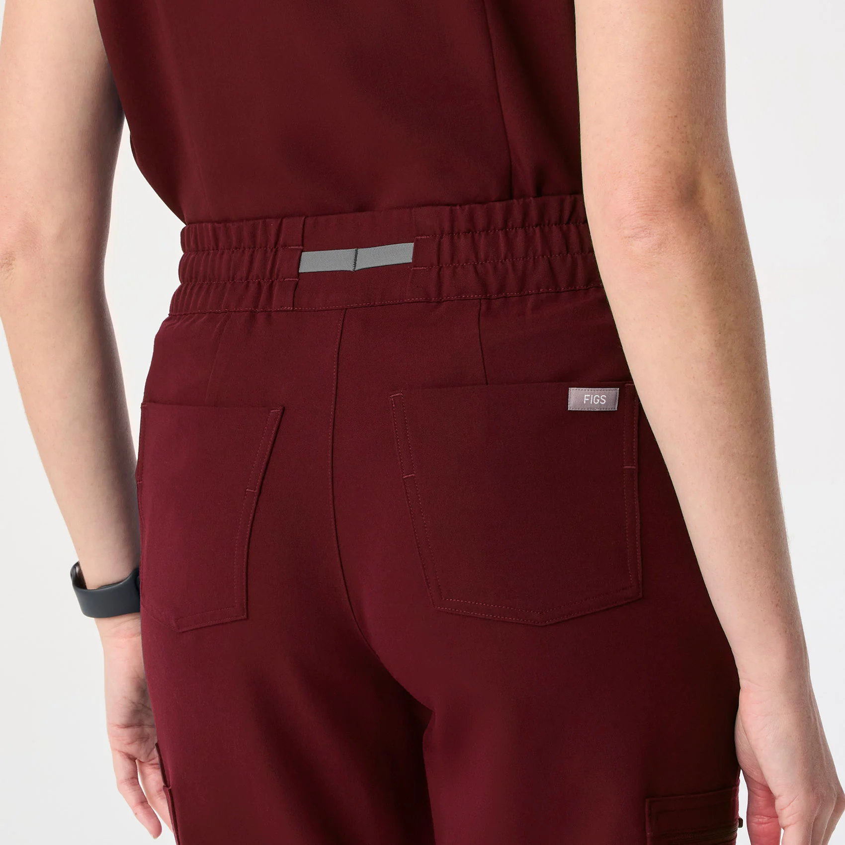 women's Burgundy High Waisted Uman Relaxed - Tall Jogger Scrub Pant - Image 5