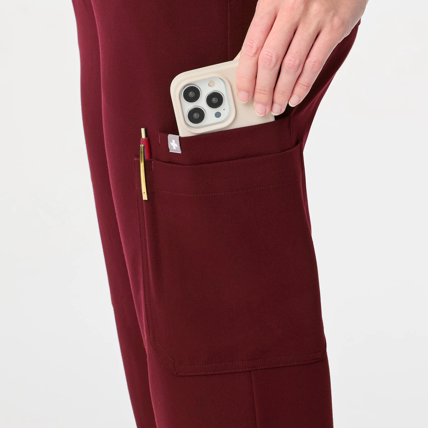 women's Burgundy High Waisted Uman Relaxed - Tall Jogger Scrub Pant - Image 8
