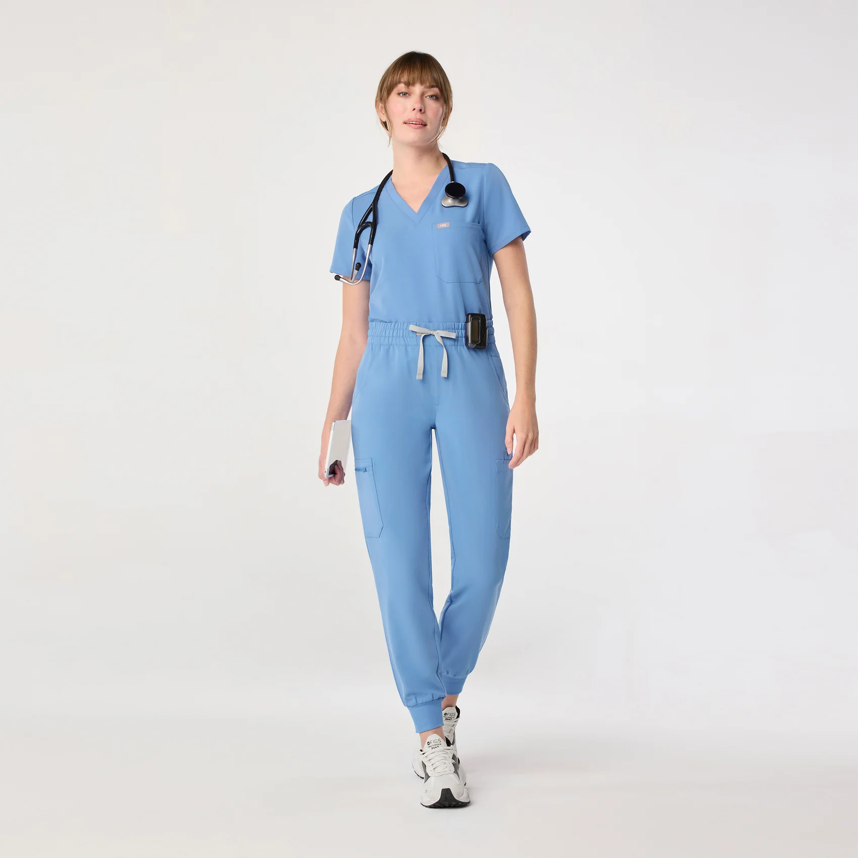 women's Ceil Blue High Waisted Uman Relaxed - Tall Jogger Scrub Pant - Image 2