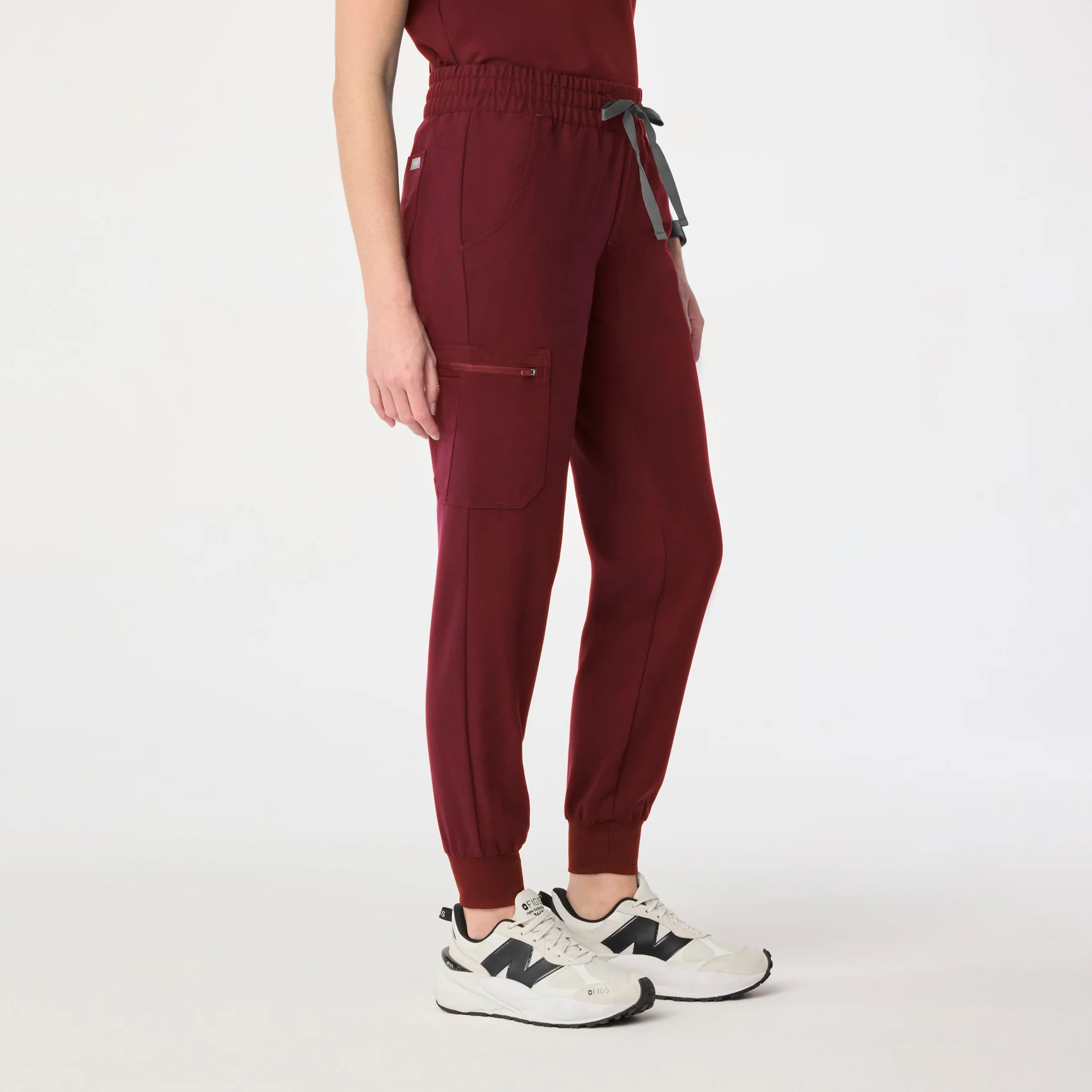 women's Burgundy Uman Relaxed - Petite Jogger Scrub Pant - Image 3