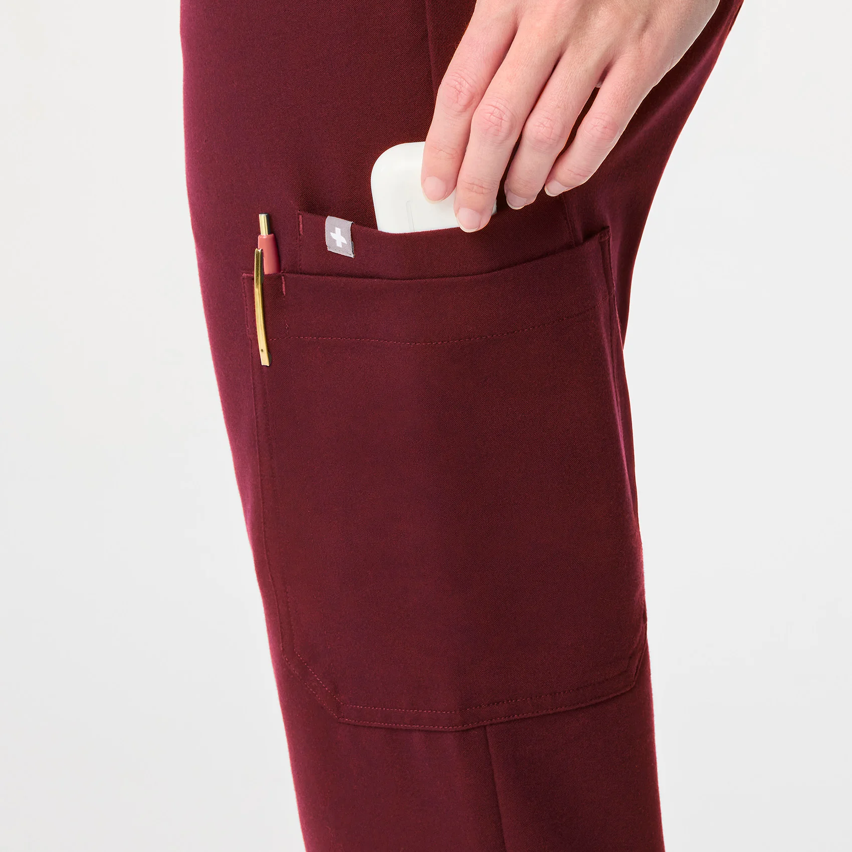 women's Burgundy Uman Relaxed - Petite Jogger Scrub Pant - Image 7