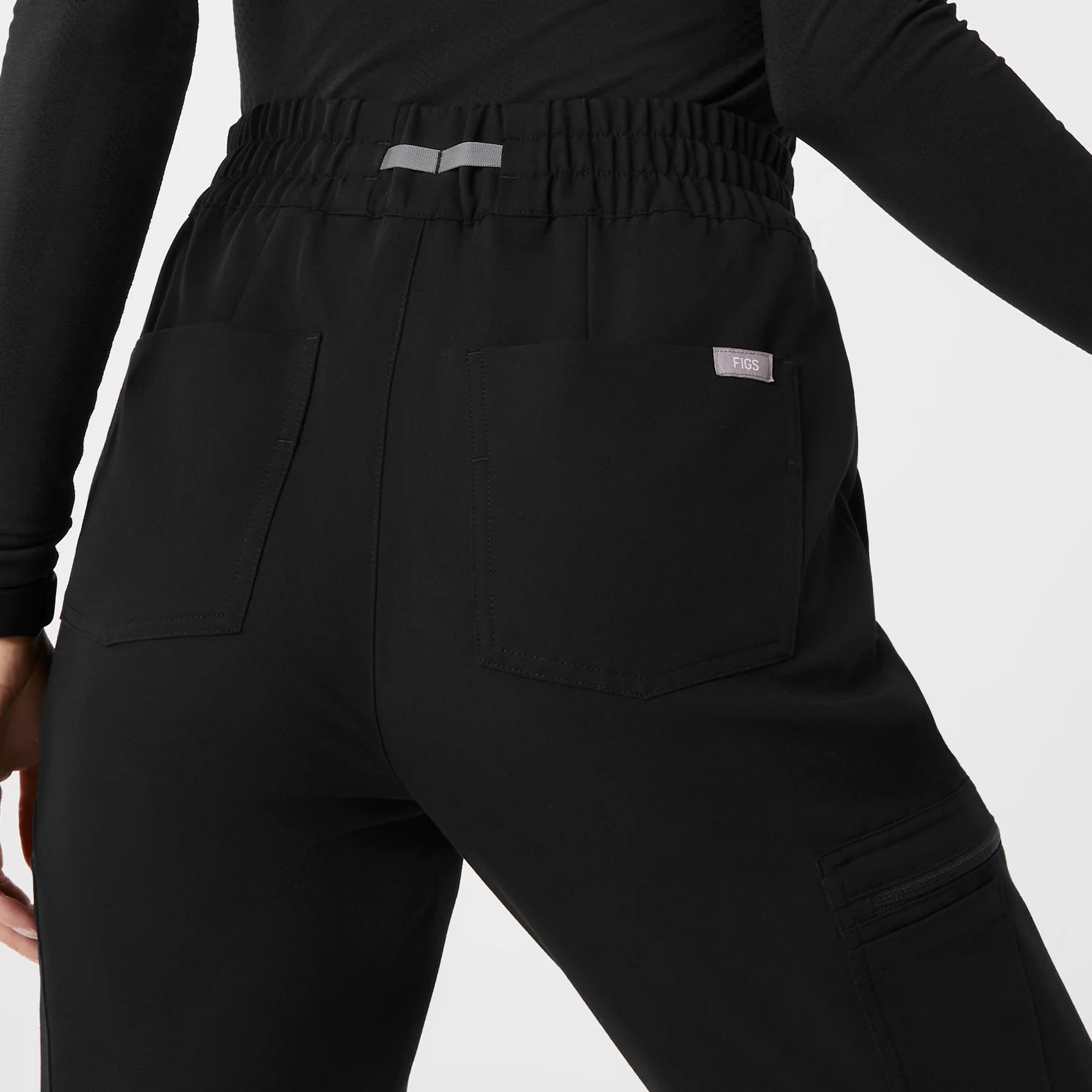 women's Black High Waisted Uman Relaxed - Petite Jogger Scrub Pants - Image 5
