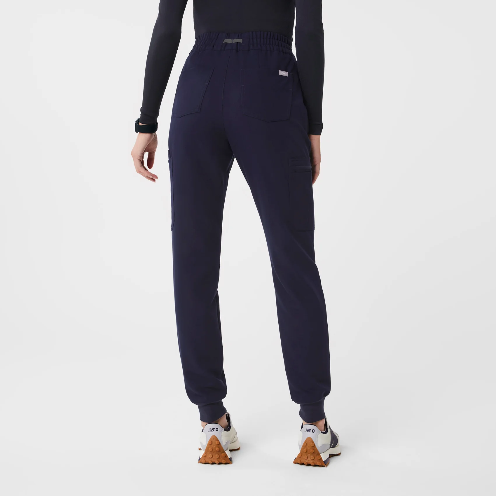 women's Navy High Waisted Uman Relaxed - Petite Jogger Scrub Pants - Image 4