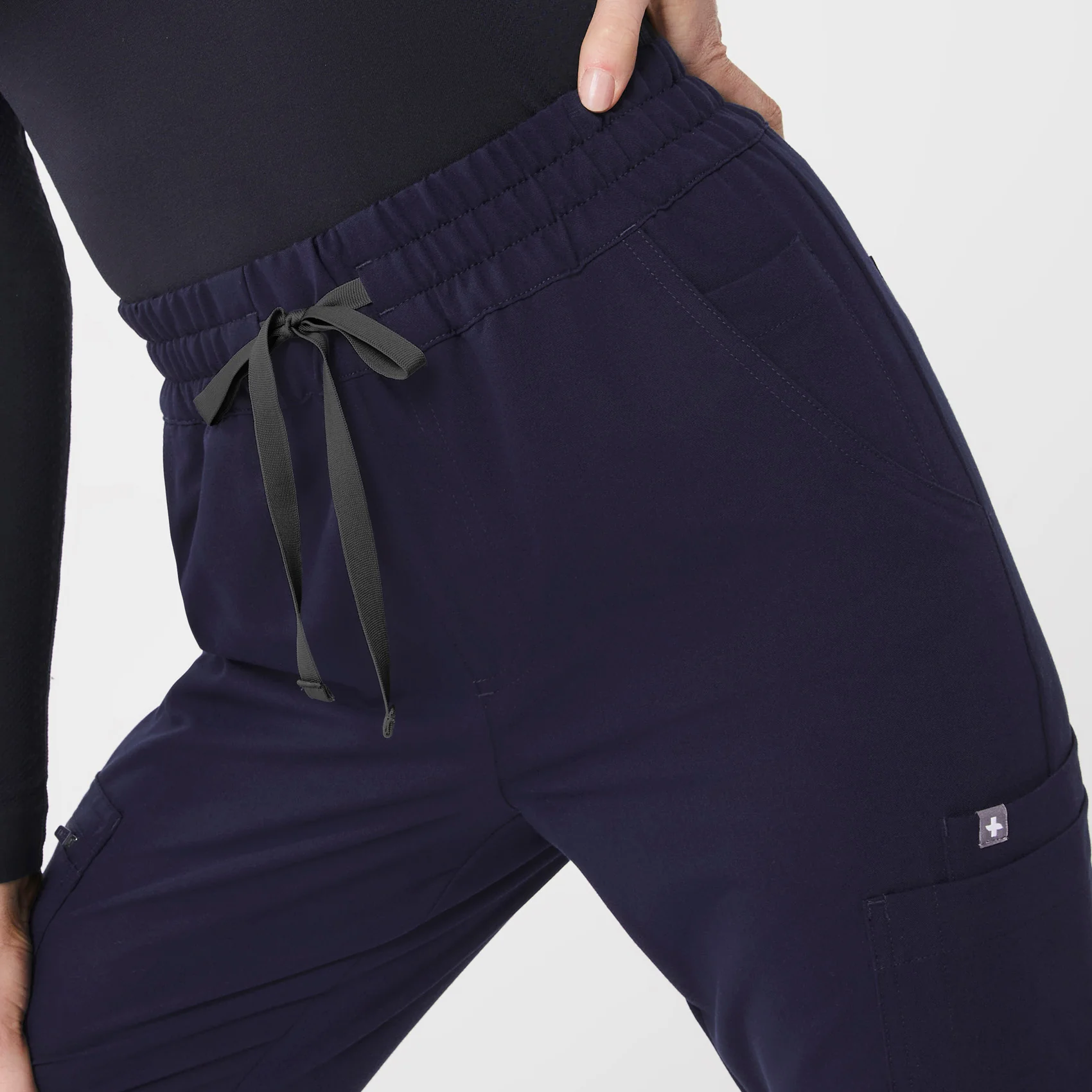 women's Navy High Waisted Uman Relaxed - Petite Jogger Scrub Pants - Image 6