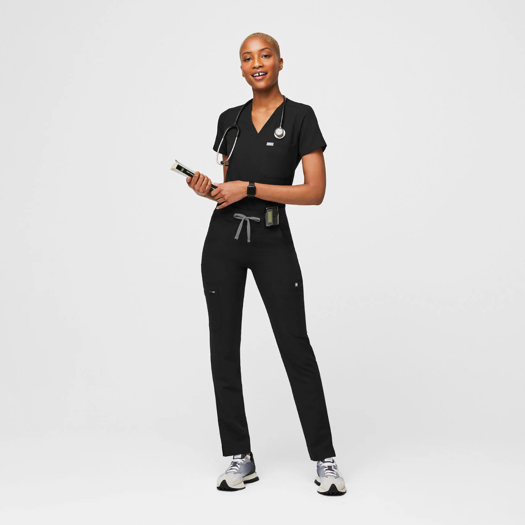 women's Black Yola™ High Waisted 2.0 - Petite Skinny Scrub Pants - Image 2