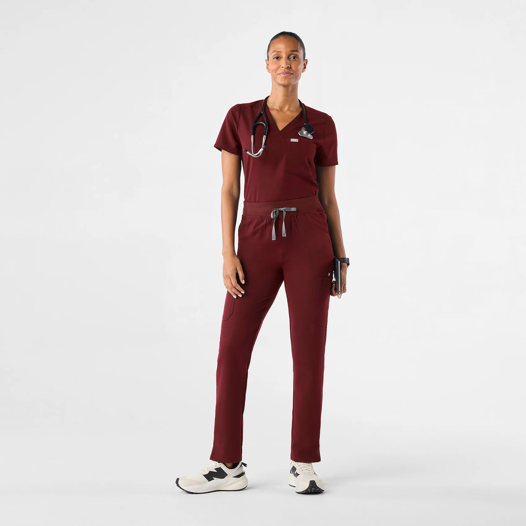 women's Burgundy Yola™ High Waisted 2.0 - Petite Skinny Scrub Pants - Image 2