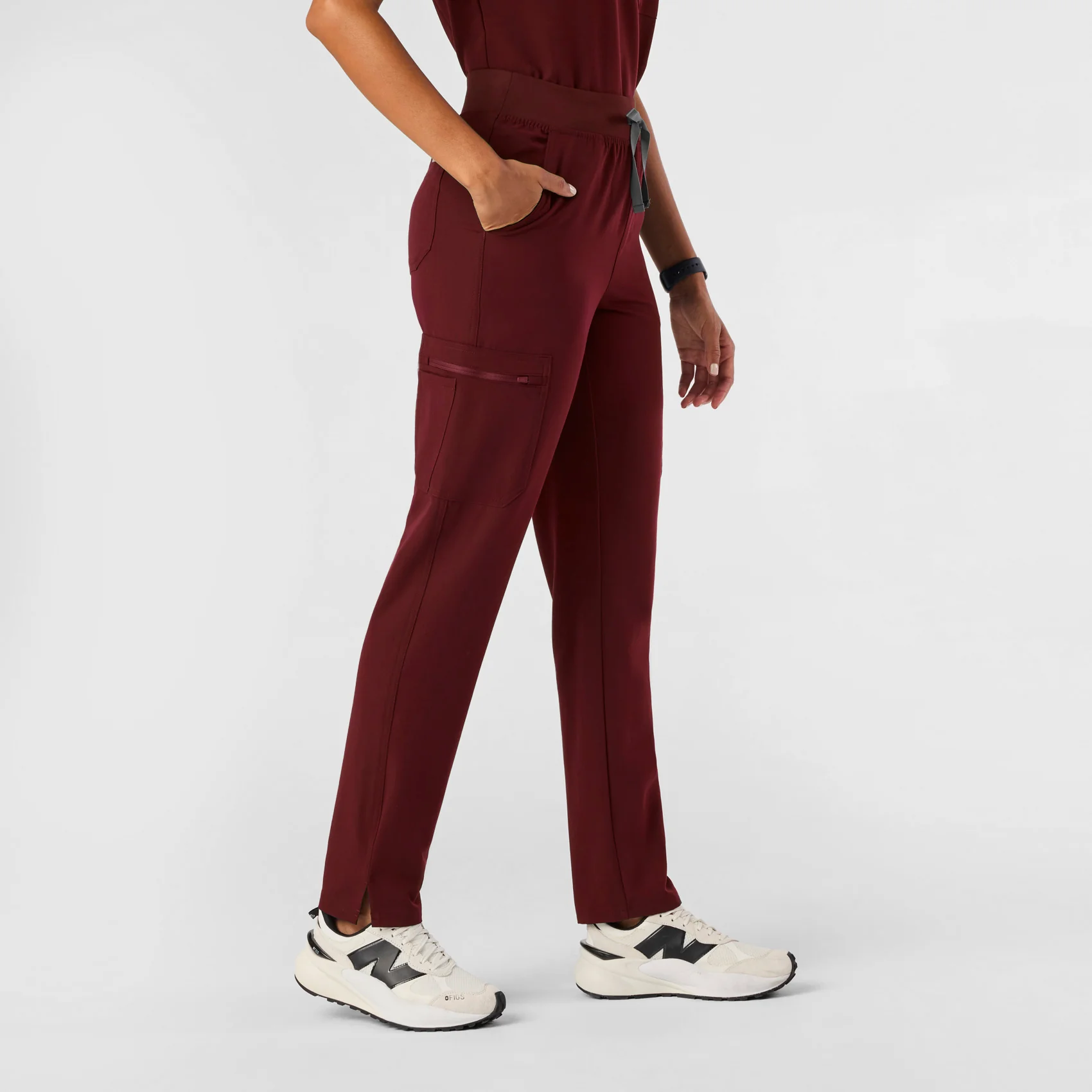 women's Burgundy Yola™ High Waisted 2.0 - Petite Skinny Scrub Pants - Image 3