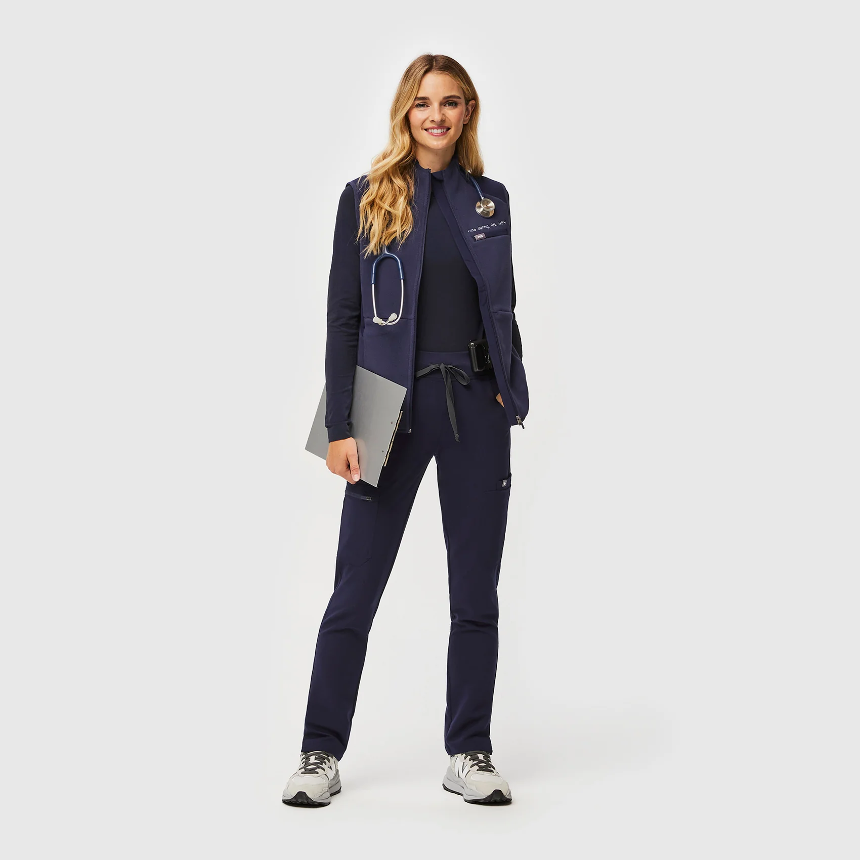 women's Navy Yola™ High Waisted 2.0 - Petite Skinny Scrub Pants - Image 2