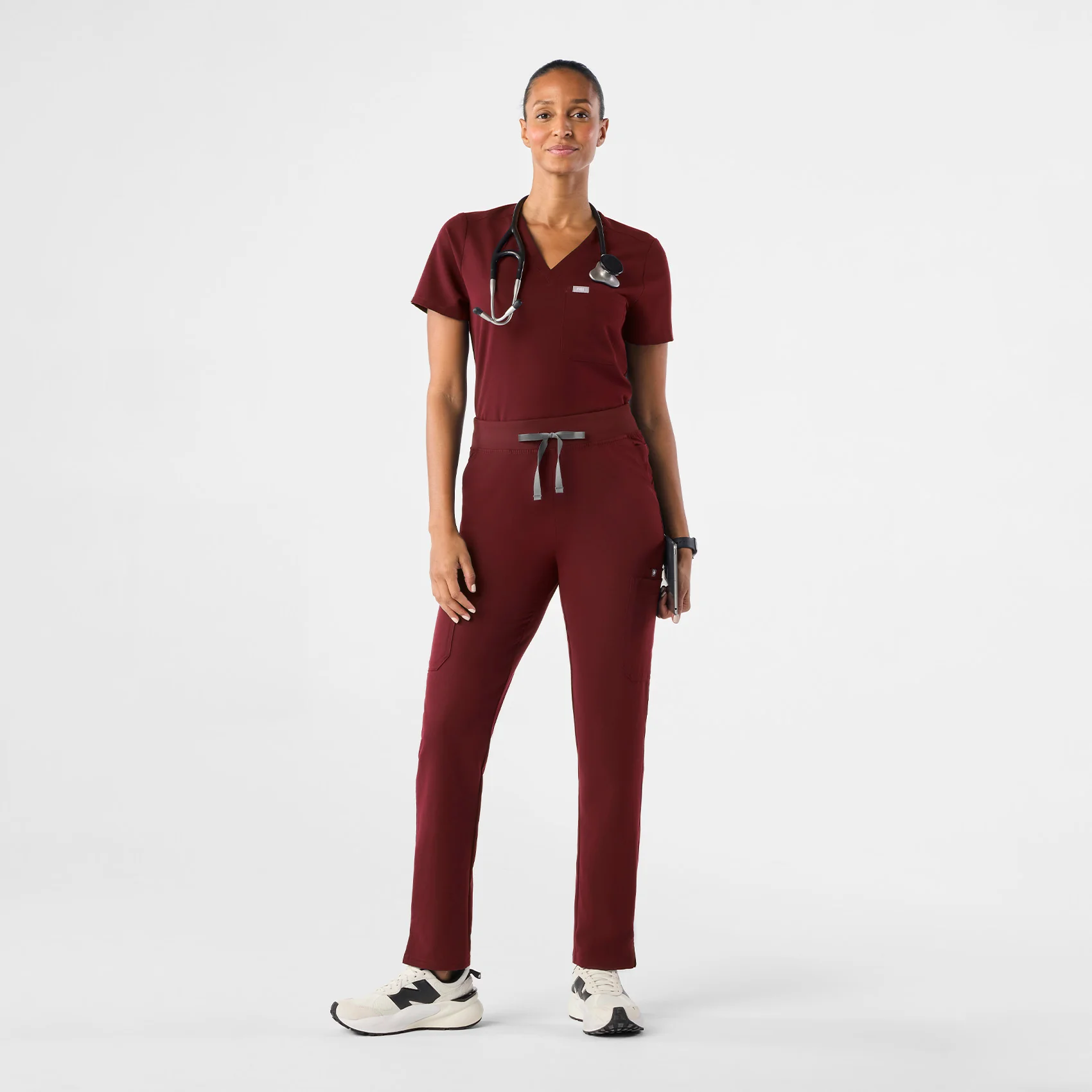 women's Burgundy Yola™ High Waisted 2.0 - Skinny Scrub Pants - Image 2