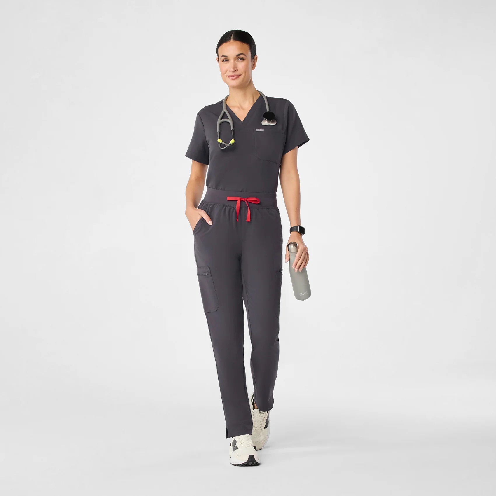 women's Charcoal Yola™ High Waisted - Tall Skinny Scrub Pants - Image 2
