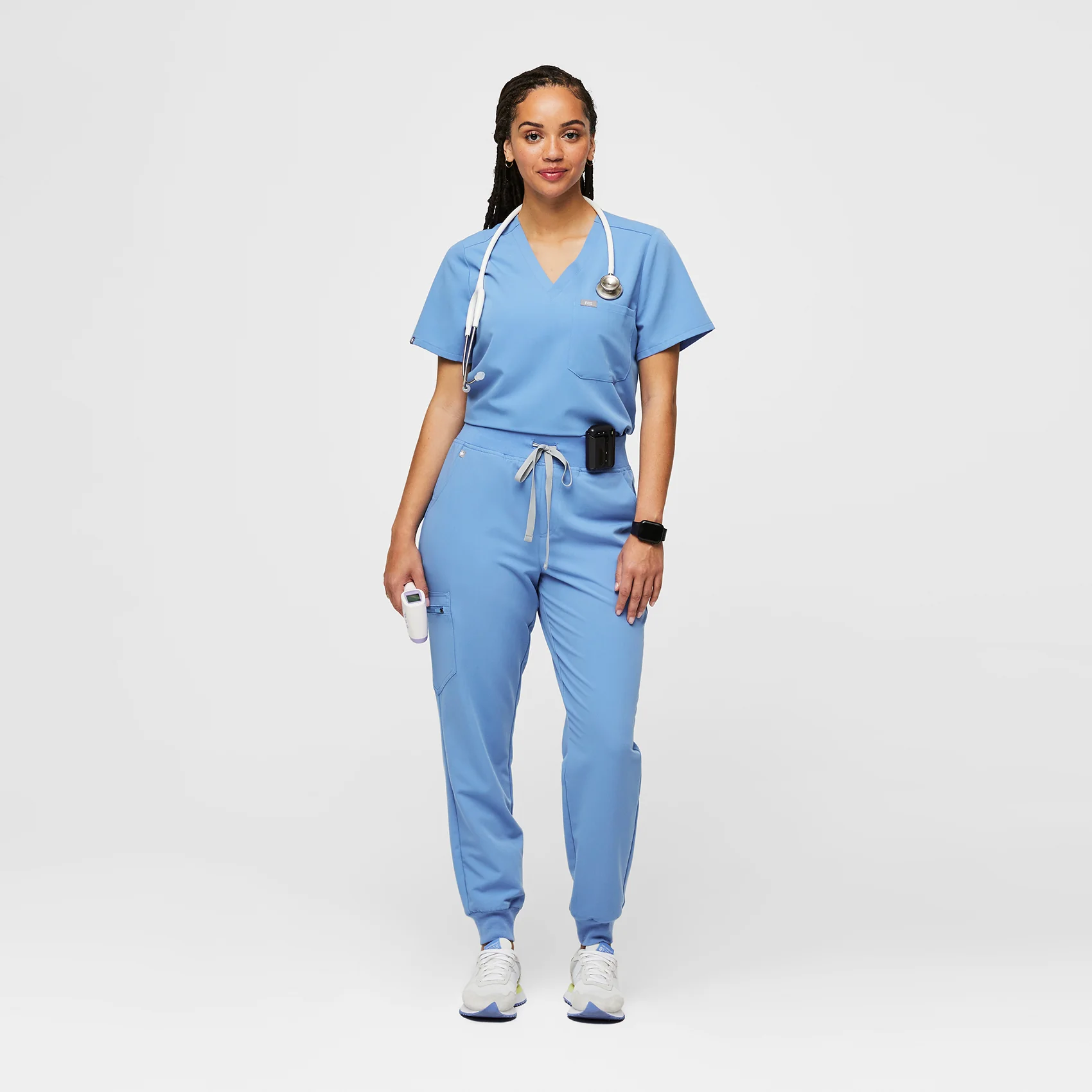 women's Ceil Blue Zamora™ High Waisted - Petite Jogger Scrub Pants - Image 2