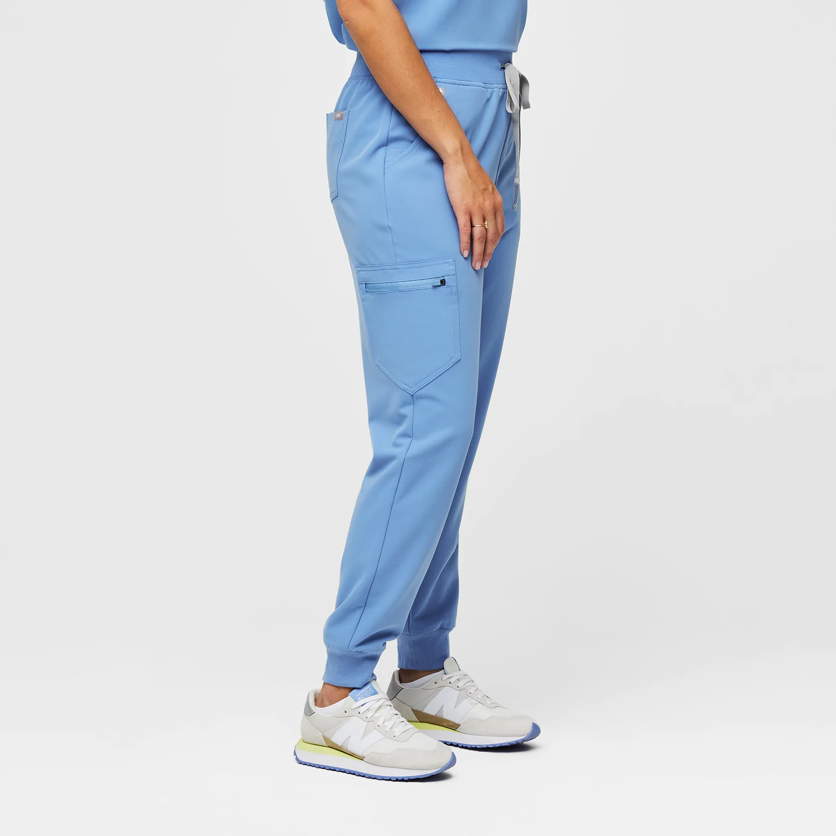women's Ceil Blue Zamora™ High Waisted - Petite Jogger Scrub Pants - Image 3