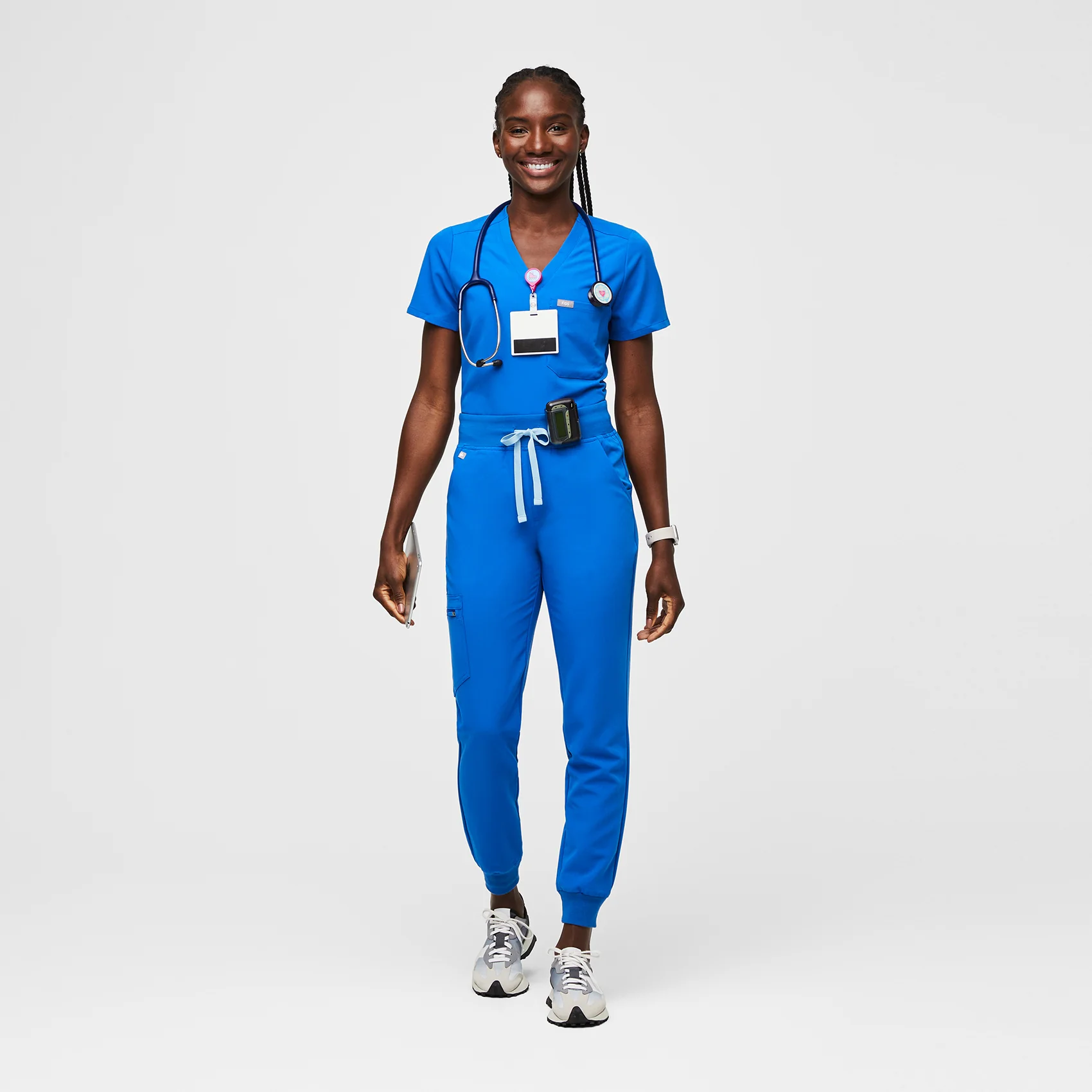 women's Royal Blue Zamora™ High Waisted - Petite Jogger Scrub Pants - Image 2