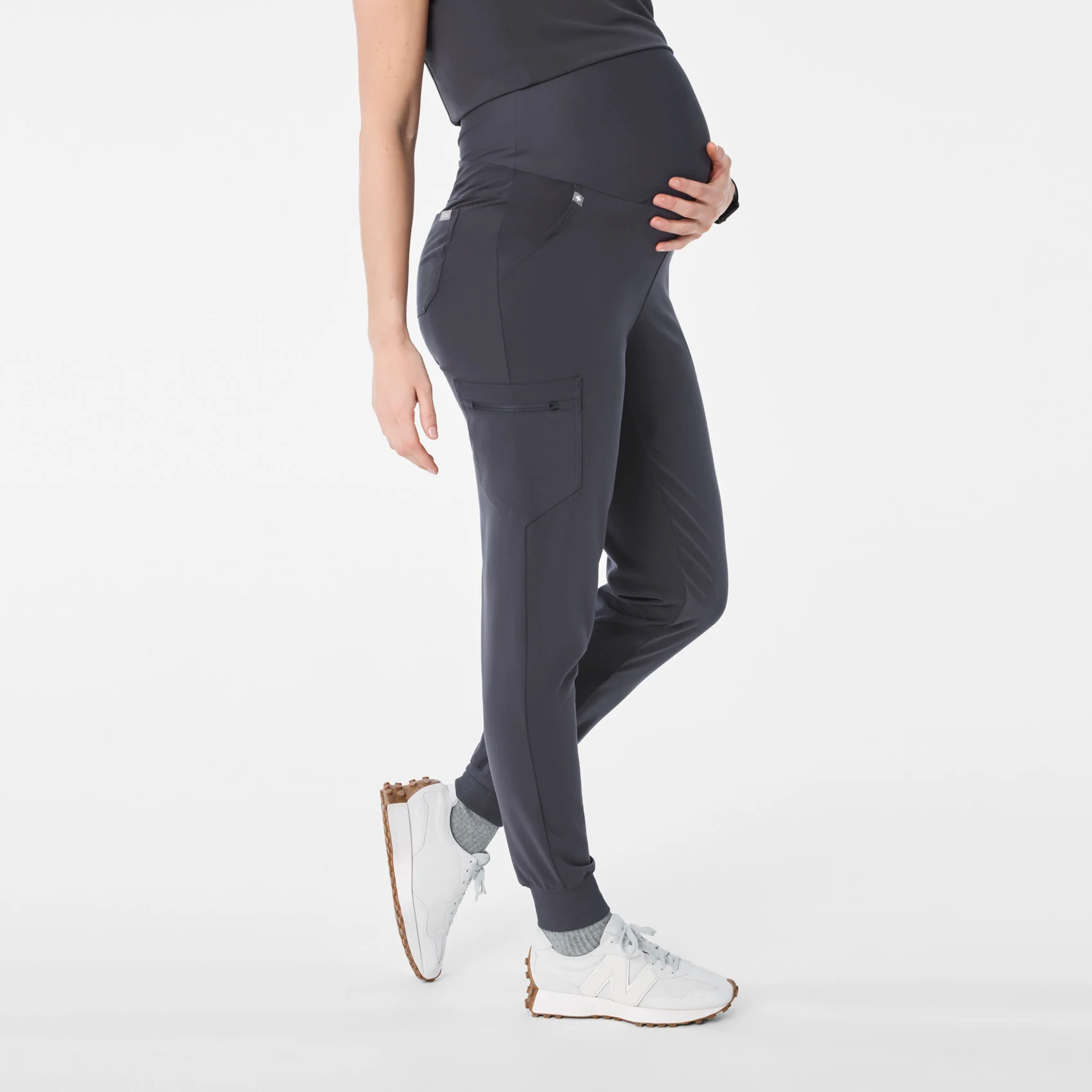 women's Charcoal Zamora - Petite Maternity Jogger Scrub Pant™ - Image 3